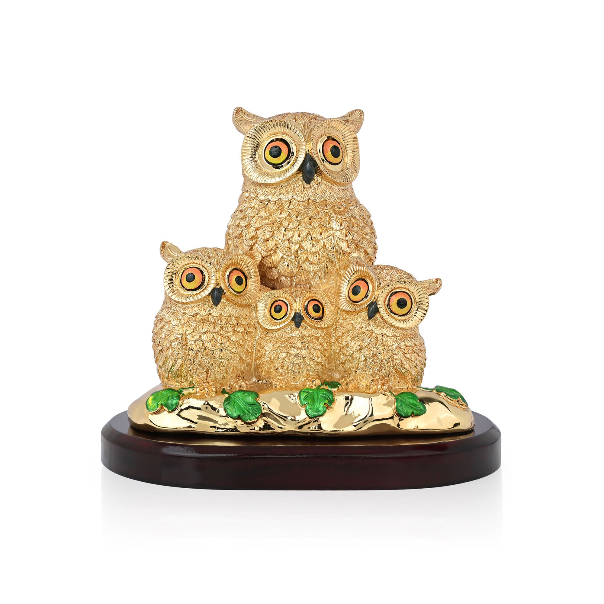 999 Silver Plated Owl Family Figurine