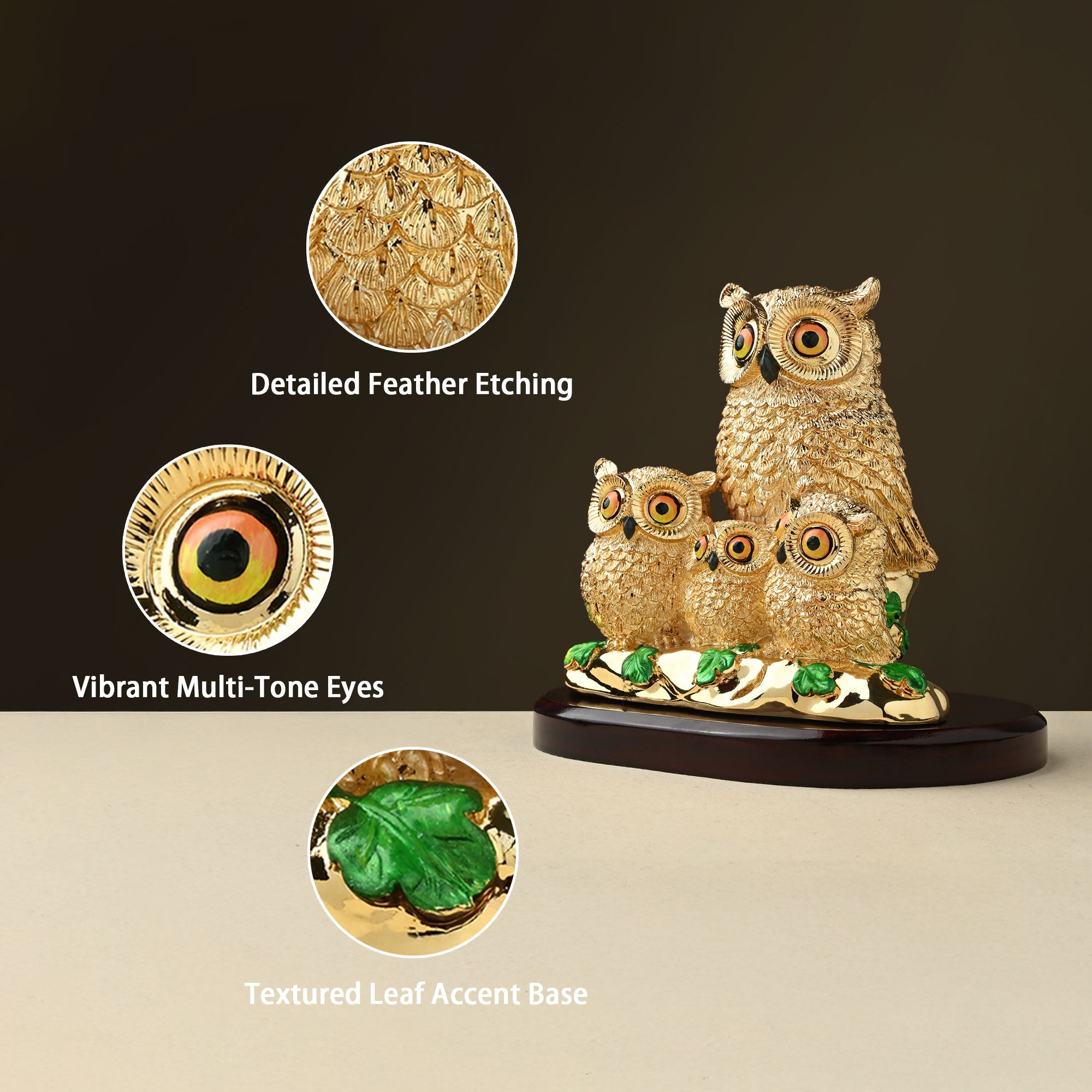 999 Silver Plated Owl Family Figurine