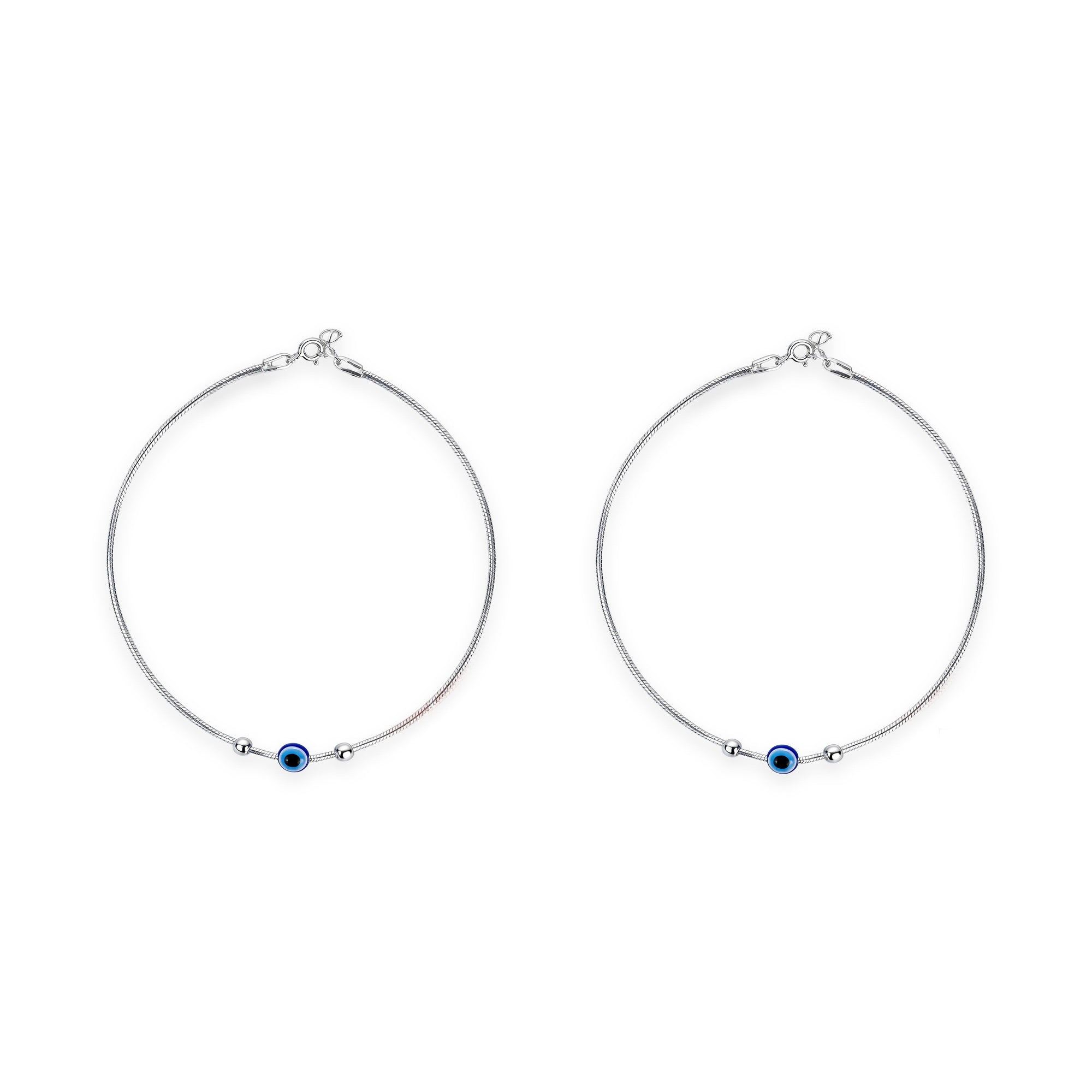 Serene Blue Eye Silver Charm Anklet