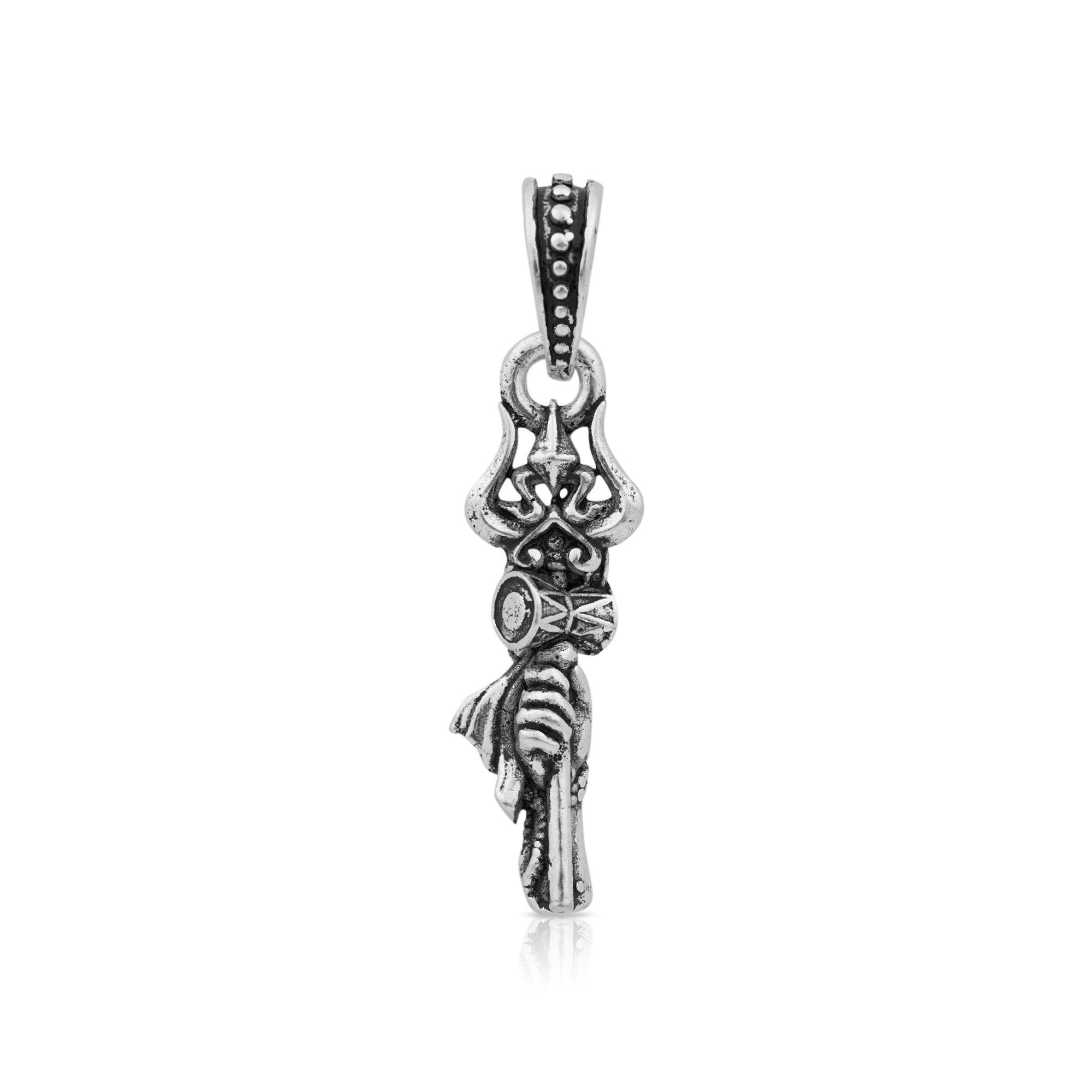 Trishul Damru Gada Silver Pendant