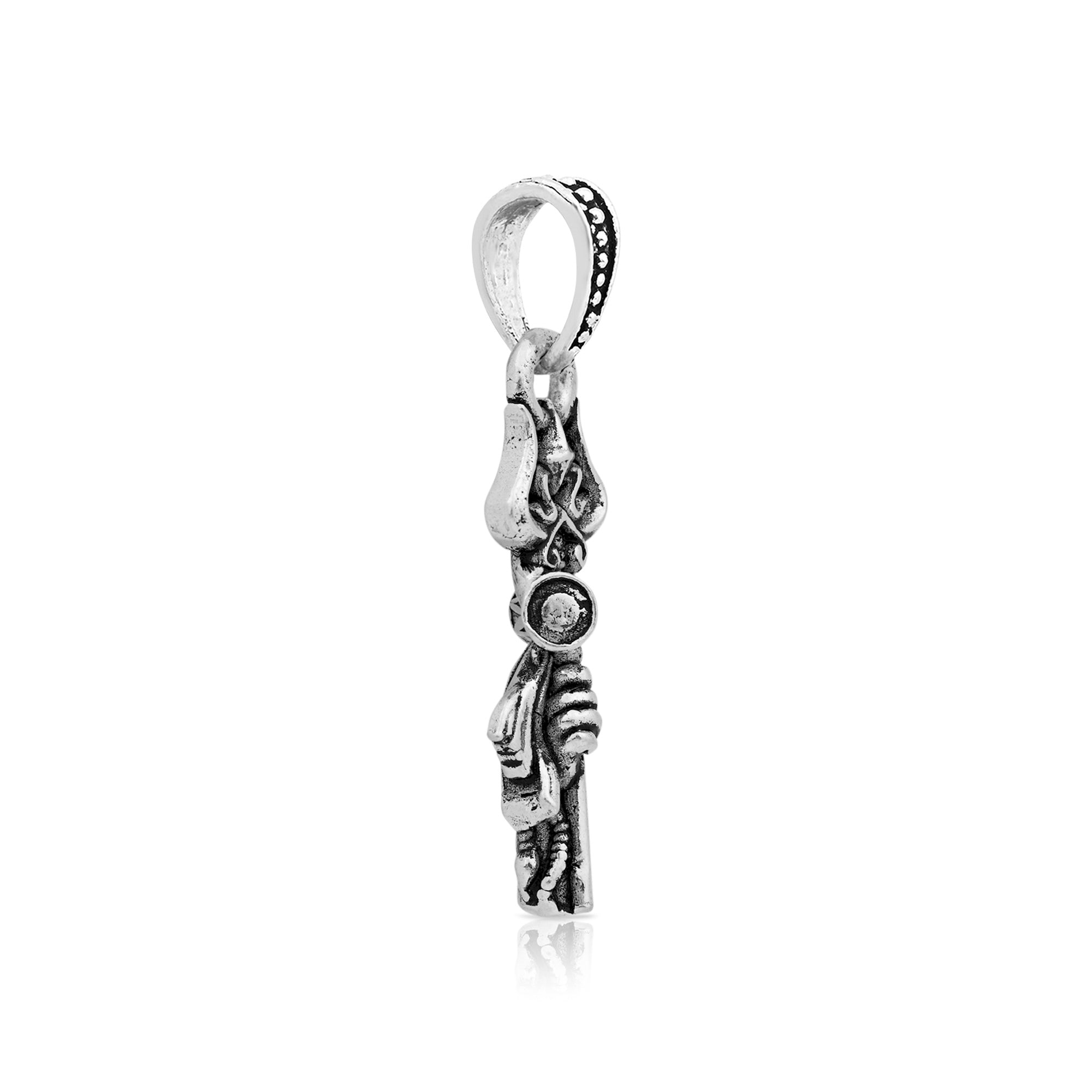 Trishul Damru Gada Silver Pendant