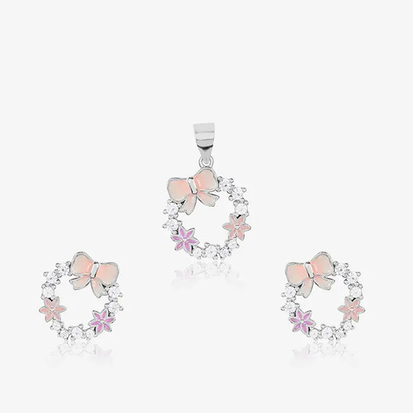 Flower Bow Pendant Set