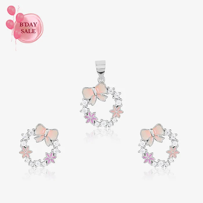 Flower Bow Pendant Set - Touch925