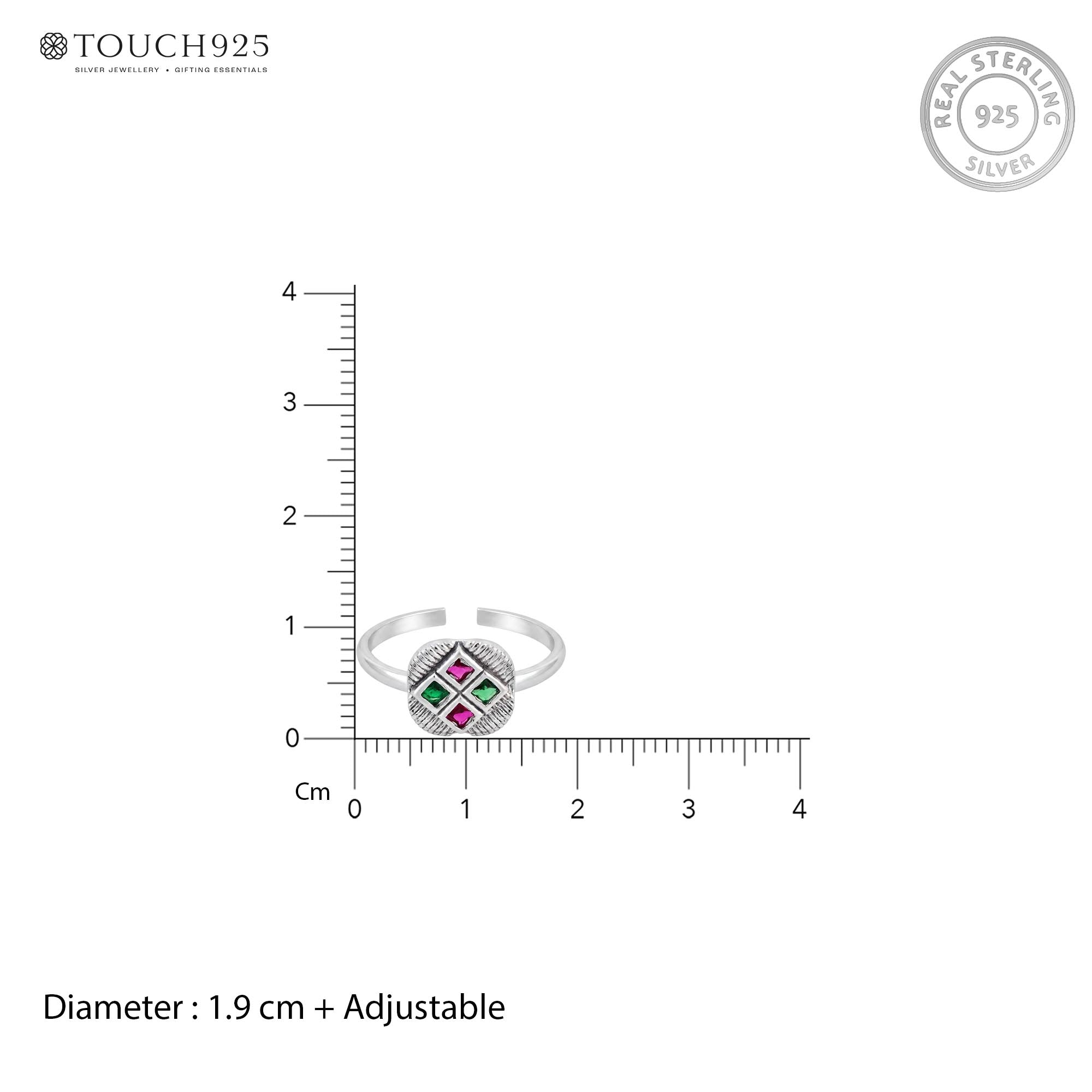 Geometric Four-Stone Toe Ring