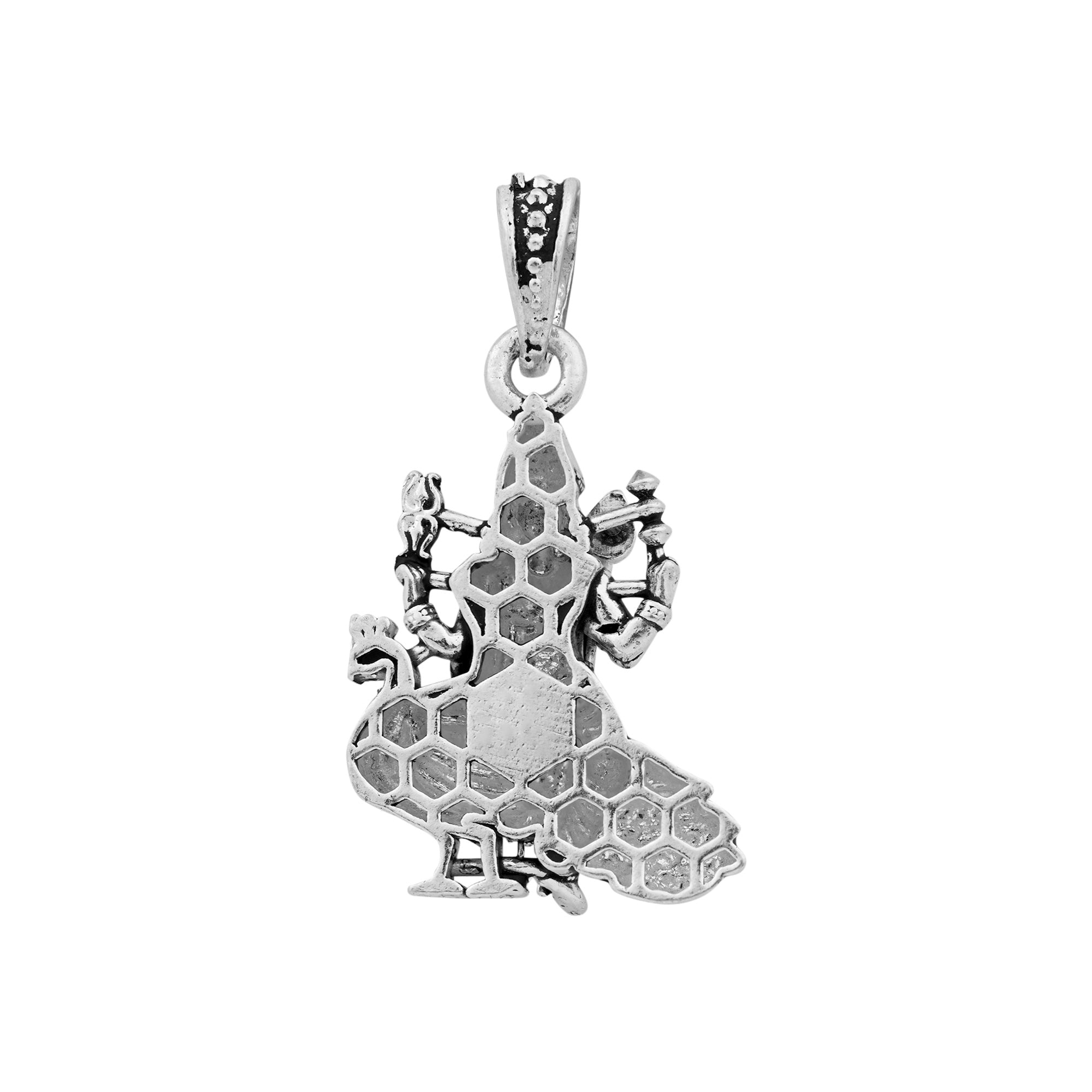 Lord Kartikeya Peacock Silver Pendant