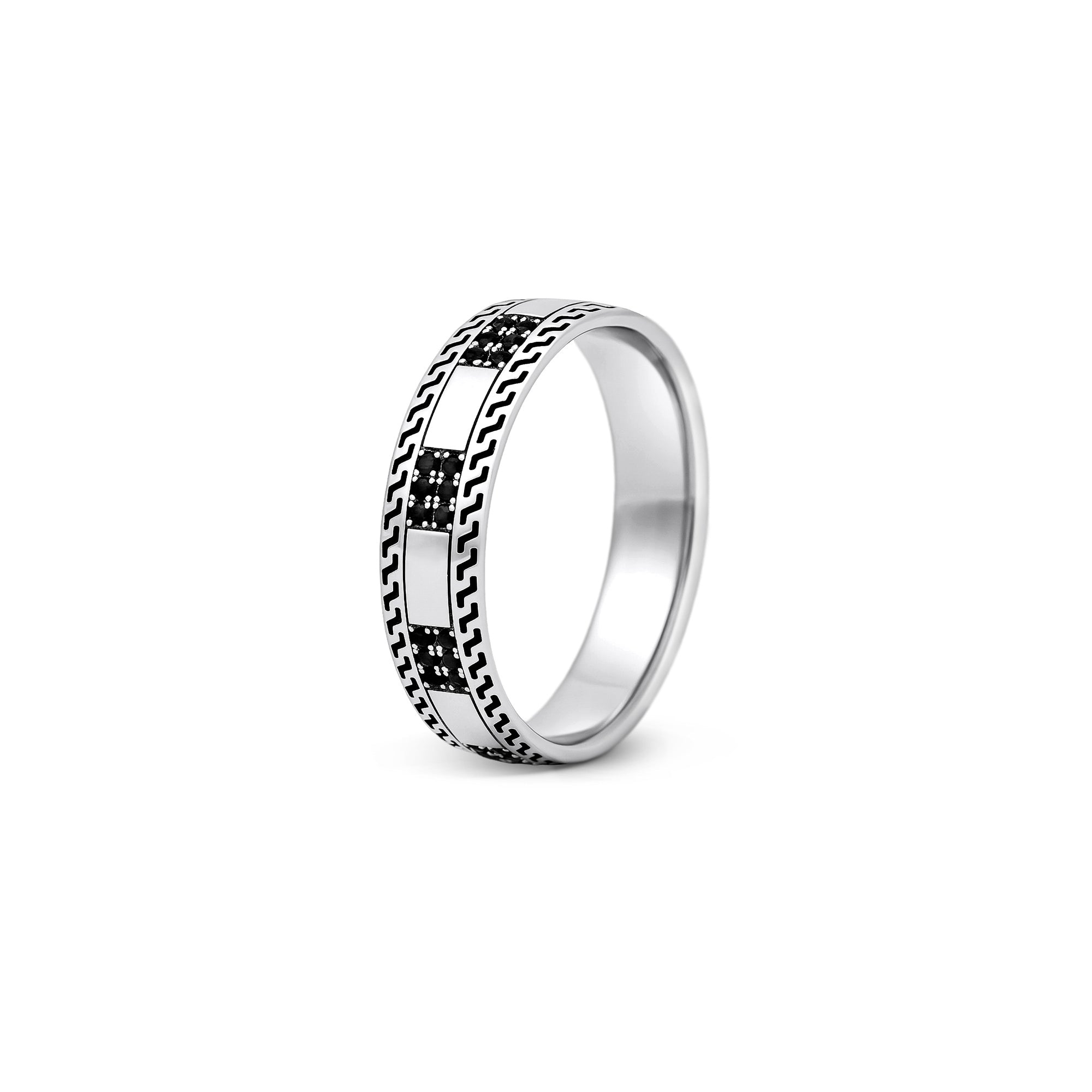 Gridline Textured Silver Ring