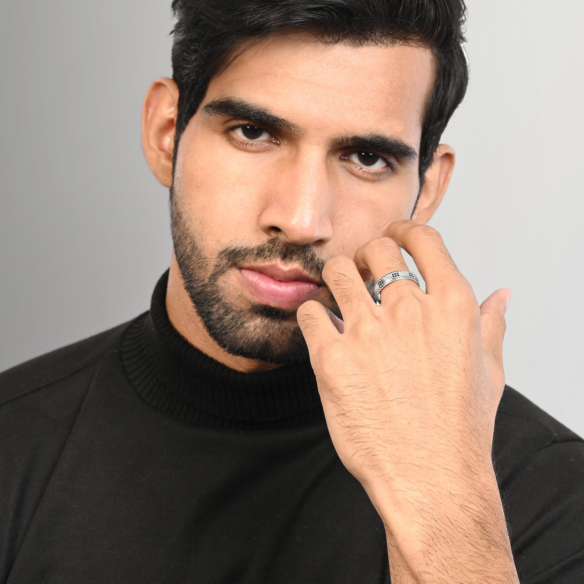 Gridline Textured Silver Ring