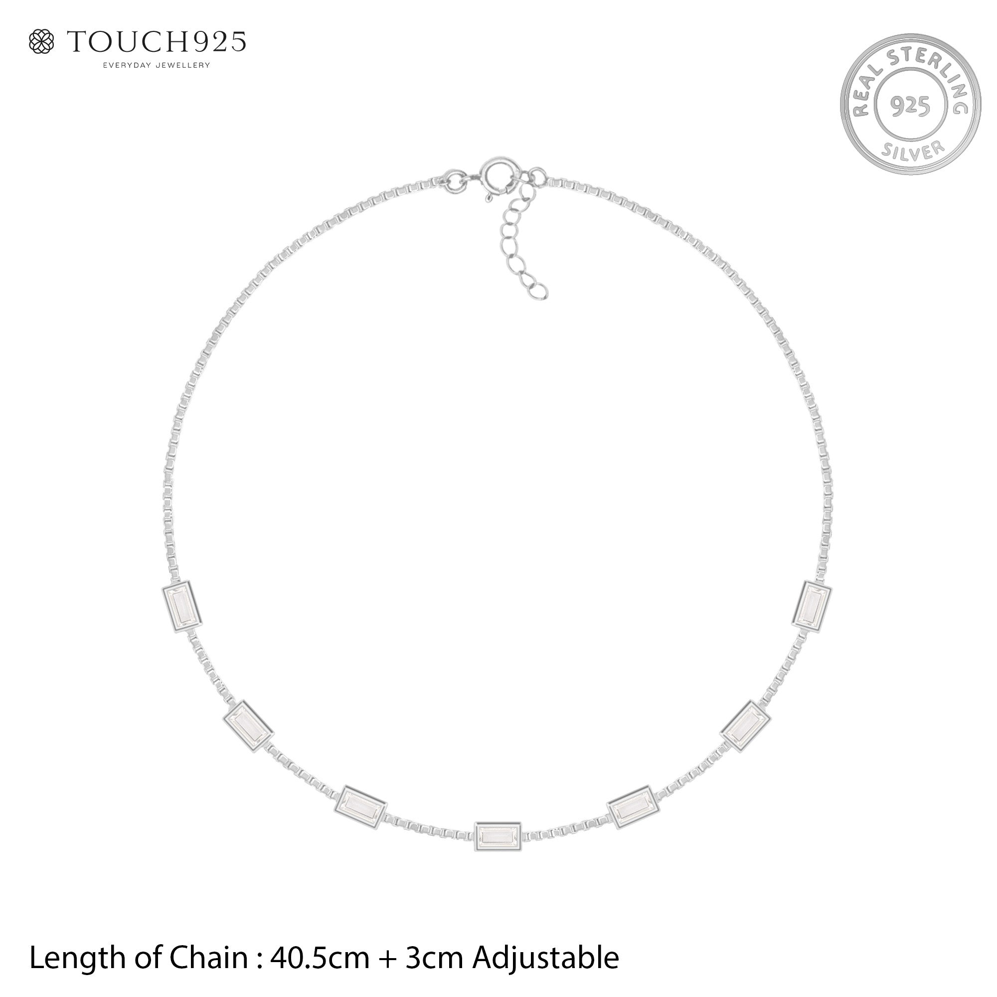 Rectangular Stone Link Chain