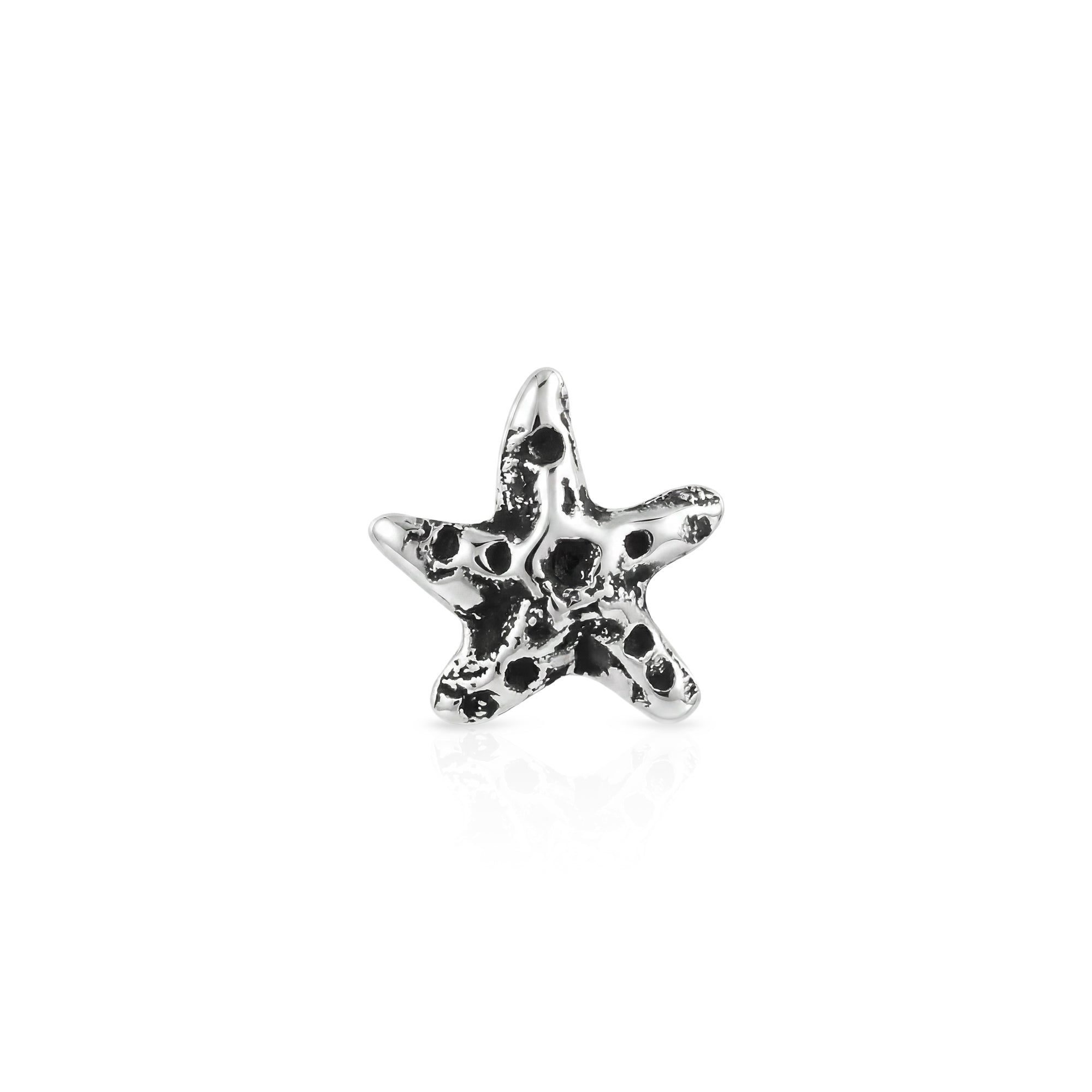 Oxidized Starfish Silver Stud Earring