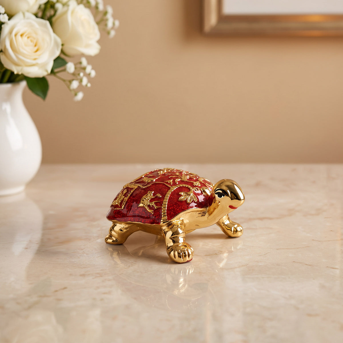 24K Gold Plated Meenakari Turtle