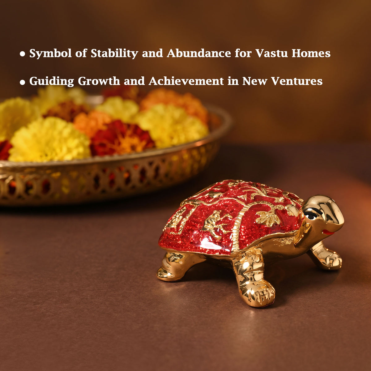 24K Gold Plated Meenakari Turtle