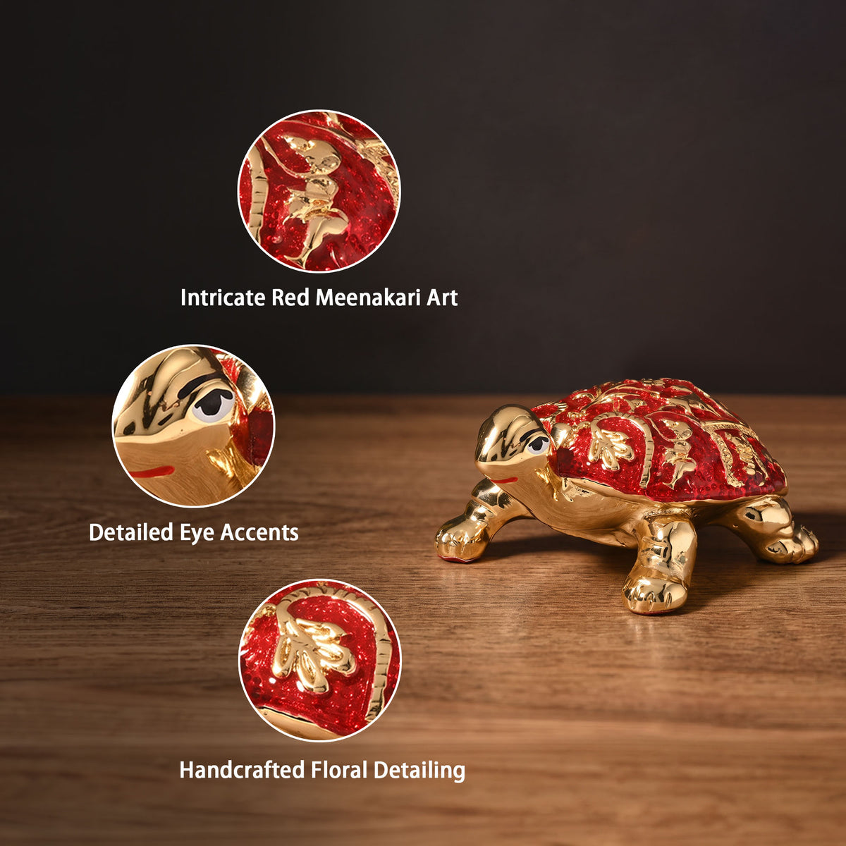 24K Gold Plated Meenakari Turtle