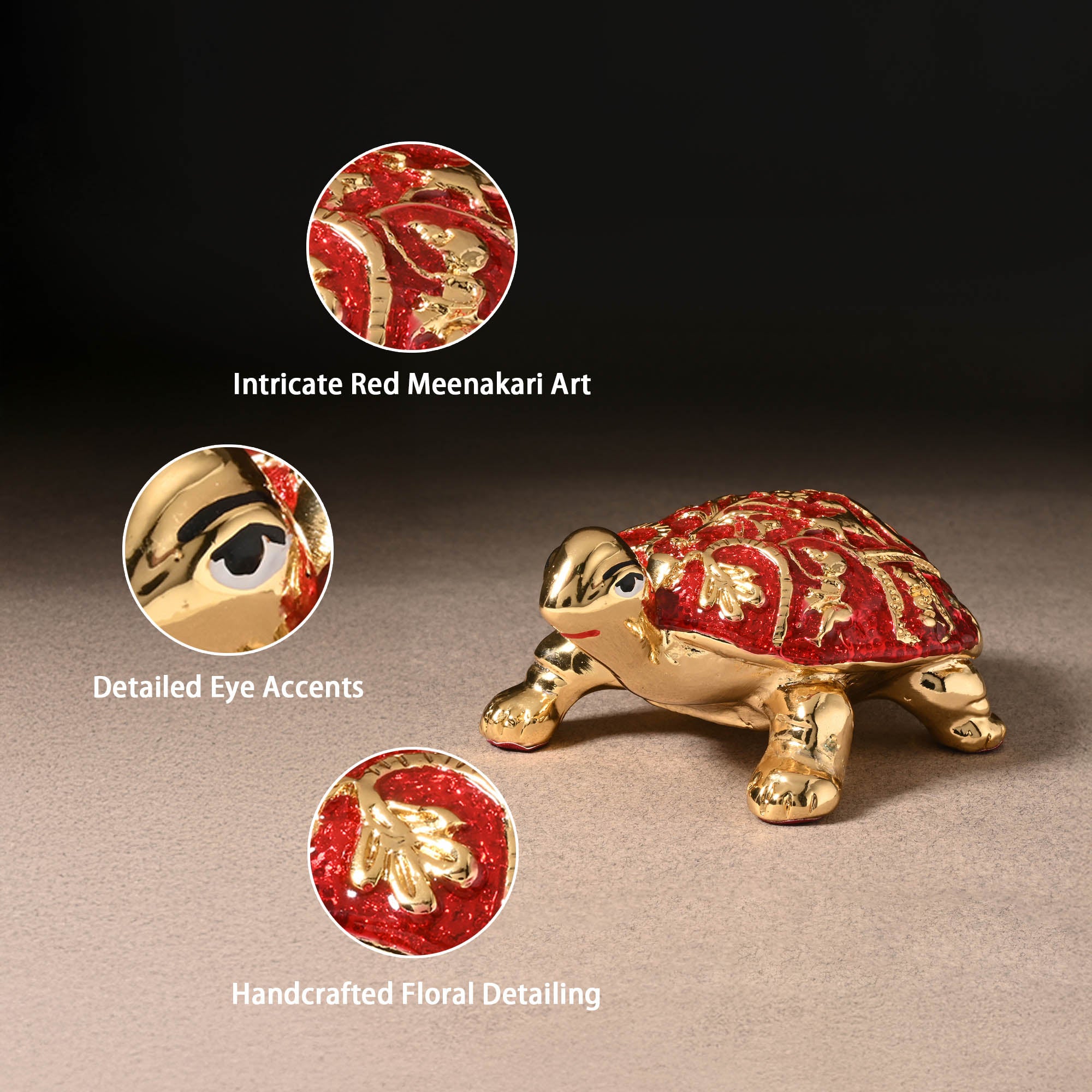 24K Gold Plated Meenakari Turtle