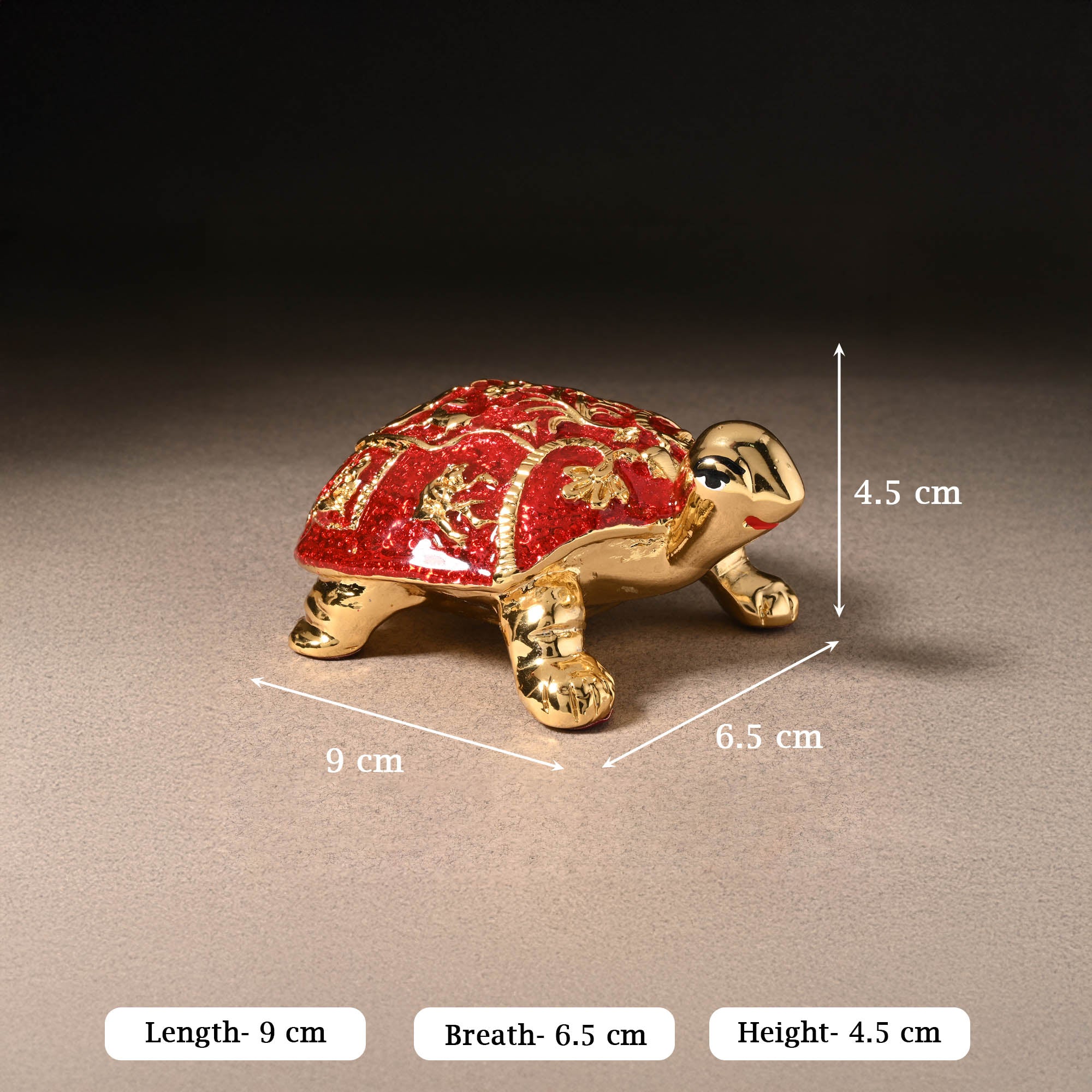 24K Gold Plated Meenakari Turtle