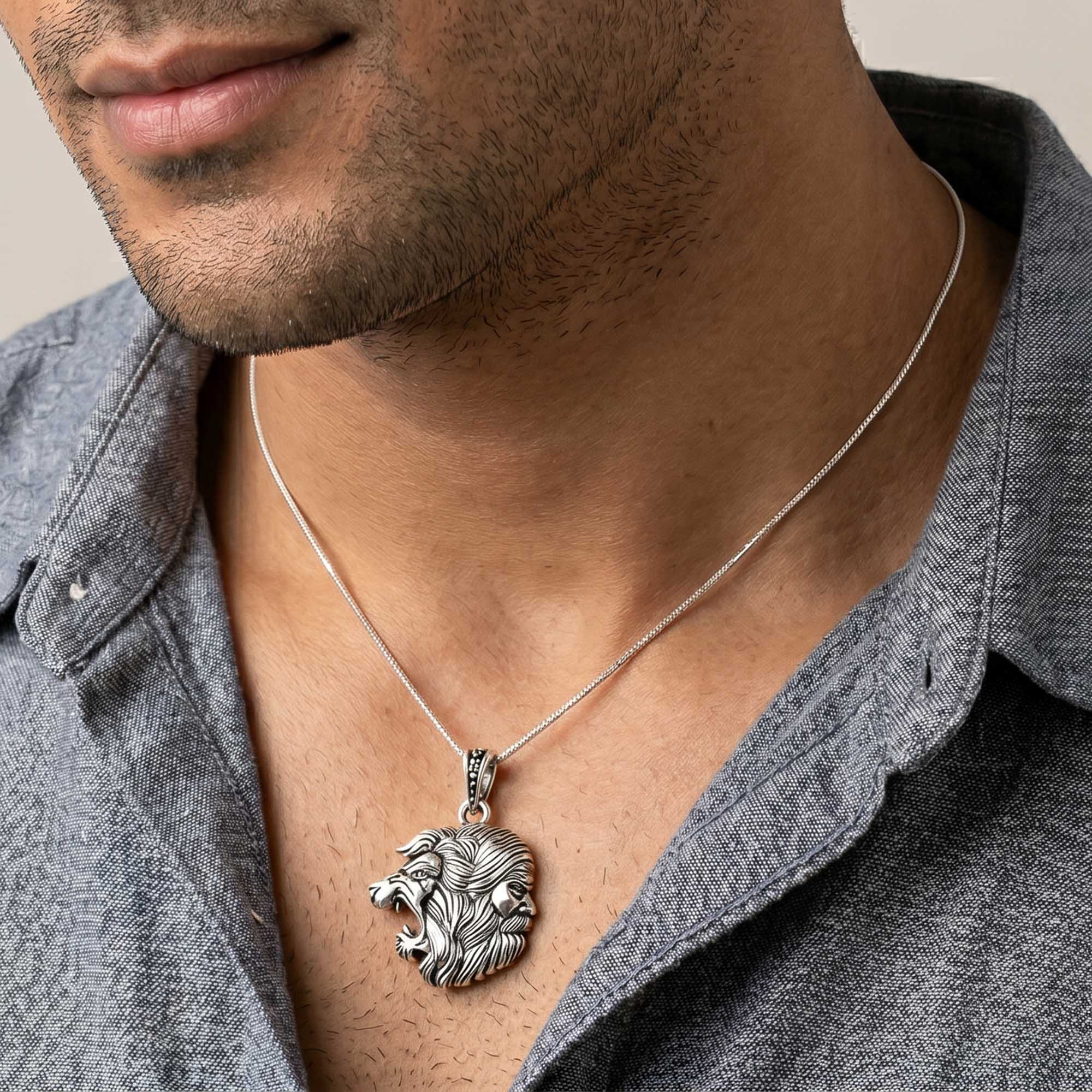 Shivaji Maharaj Lion Silver Pendant