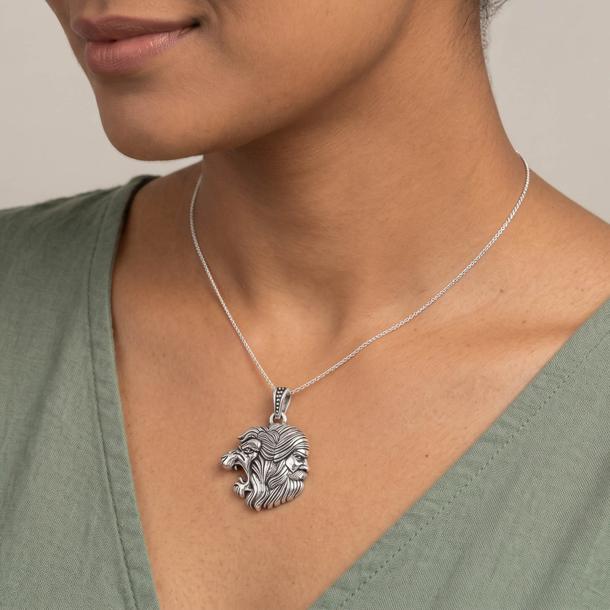 Shivaji Maharaj Lion Silver Pendant