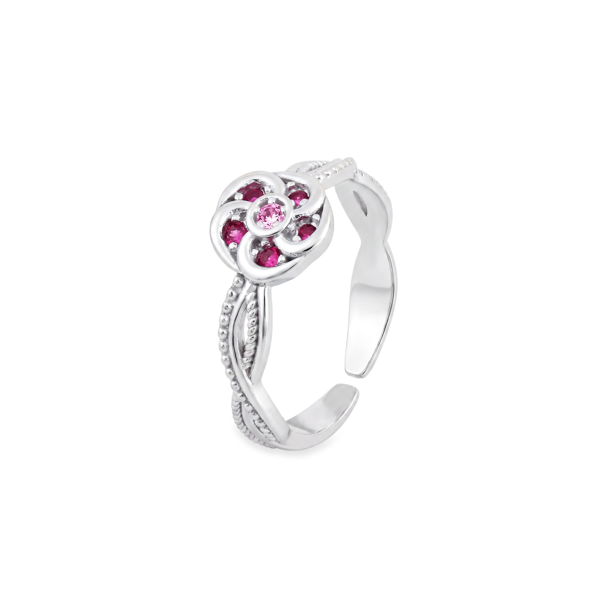 Ruby Swirl Flower Toe Ring