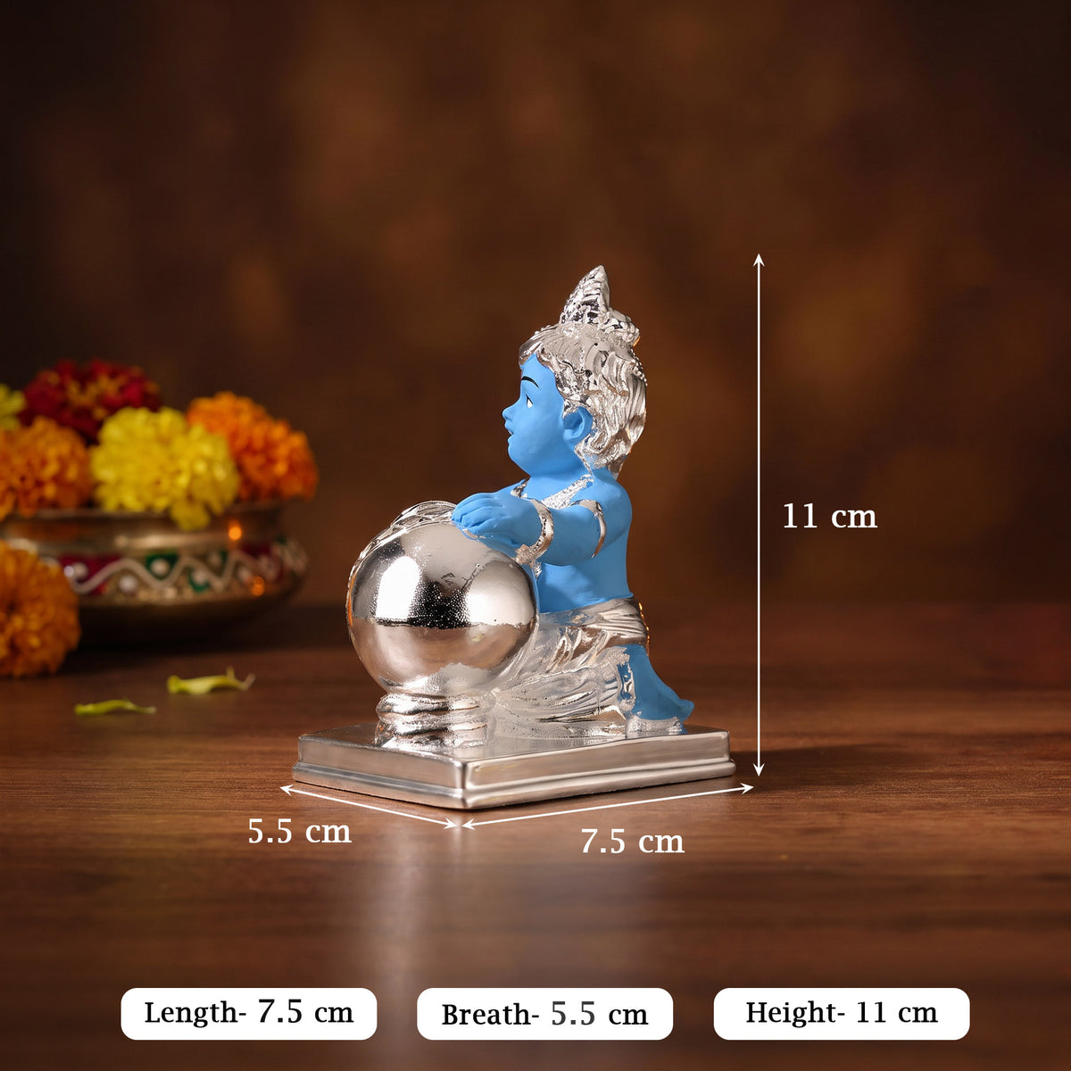 999 Silver Plated Bal Gopal Idol