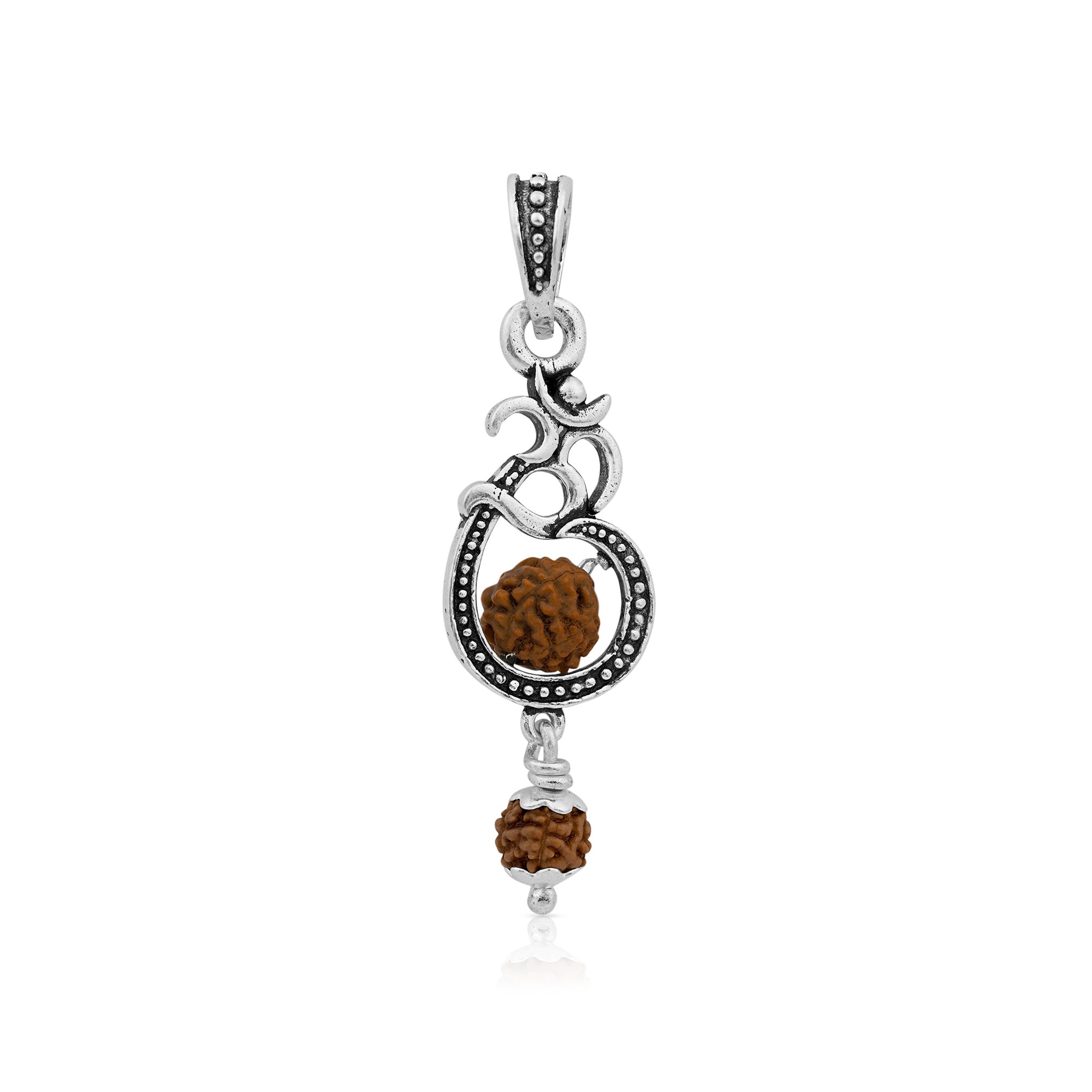 Sacred Om Dual Rudraksha Silver Pendant