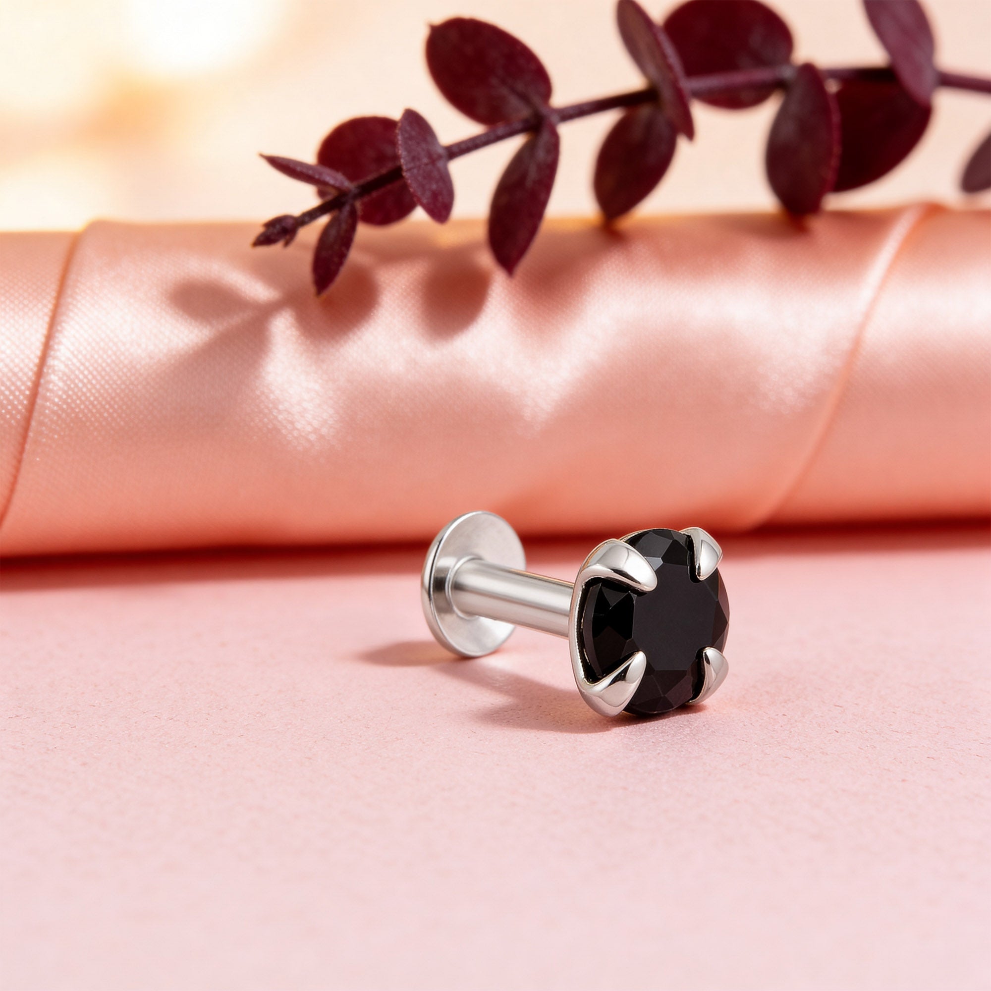 Black Zircon Silver Stud Earring