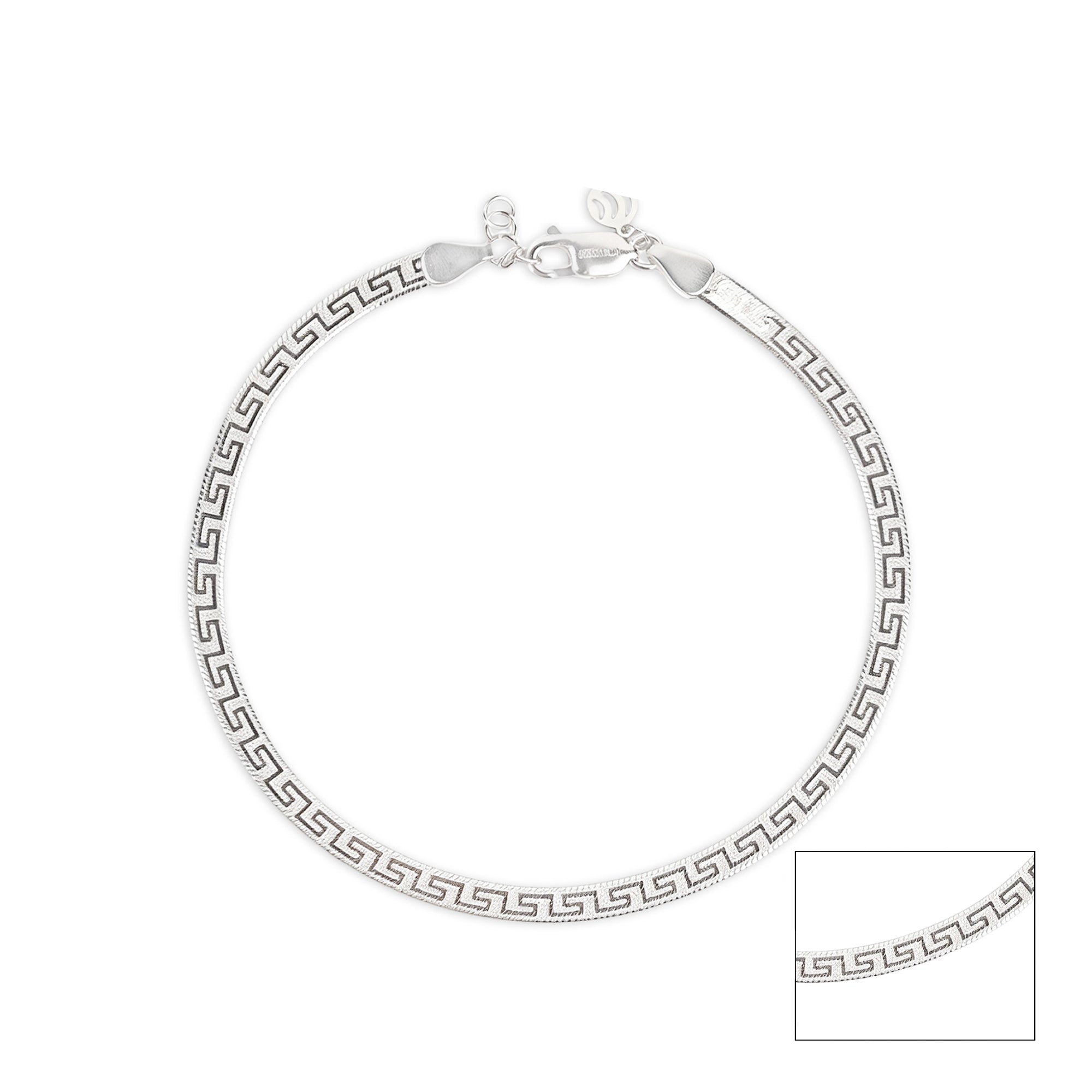 Greek Key Textured Herringbone Anklet