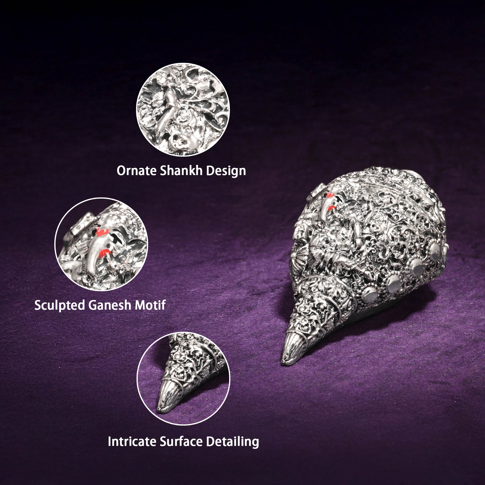 999 Silver Plated Ganesha Shankh