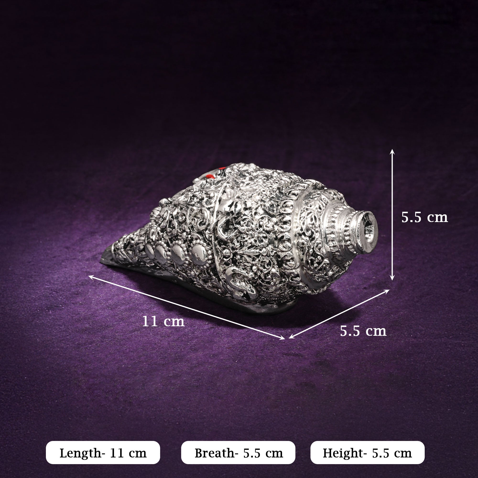 999 Silver Plated Ganesha Shankh