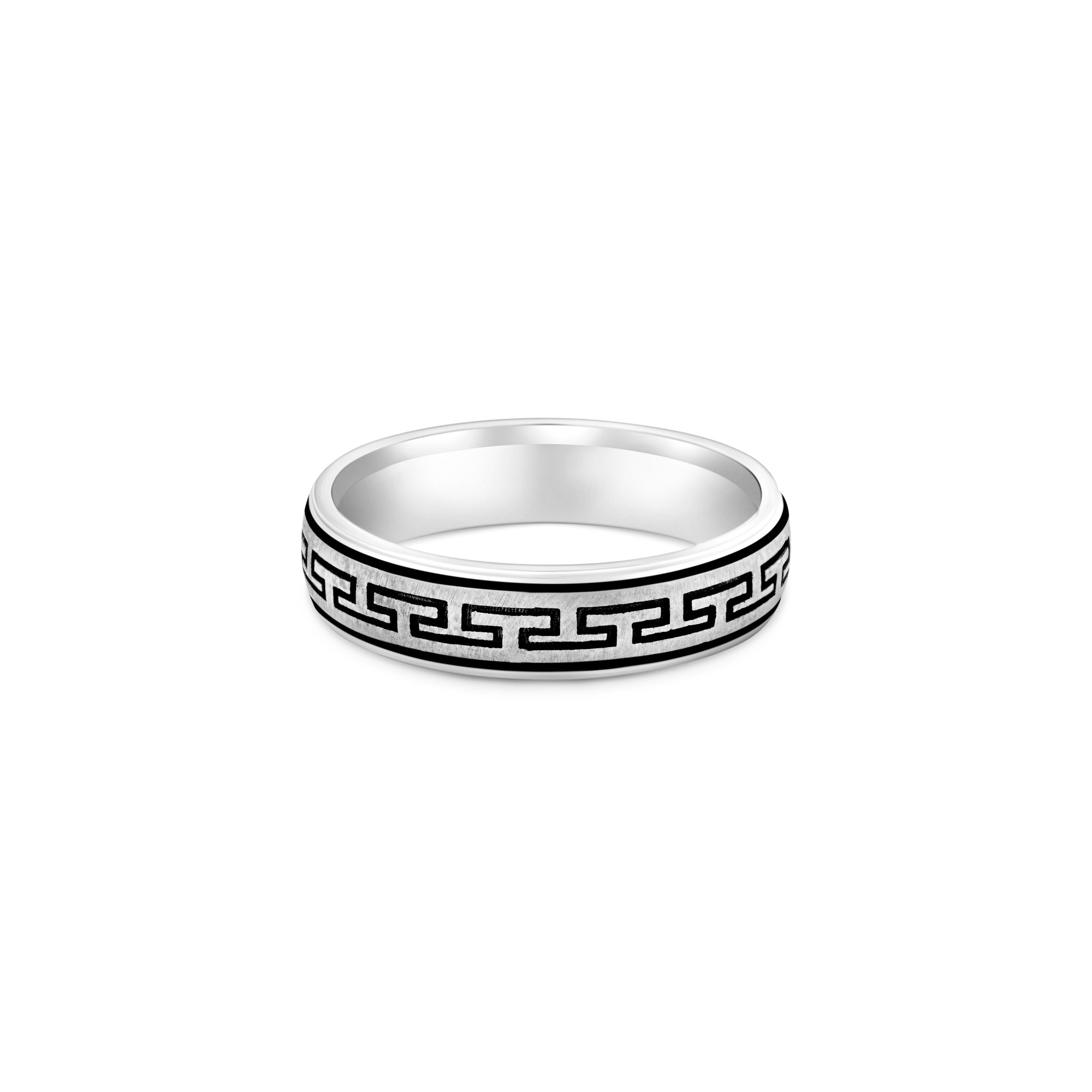 Greek Key Silver Band Ring