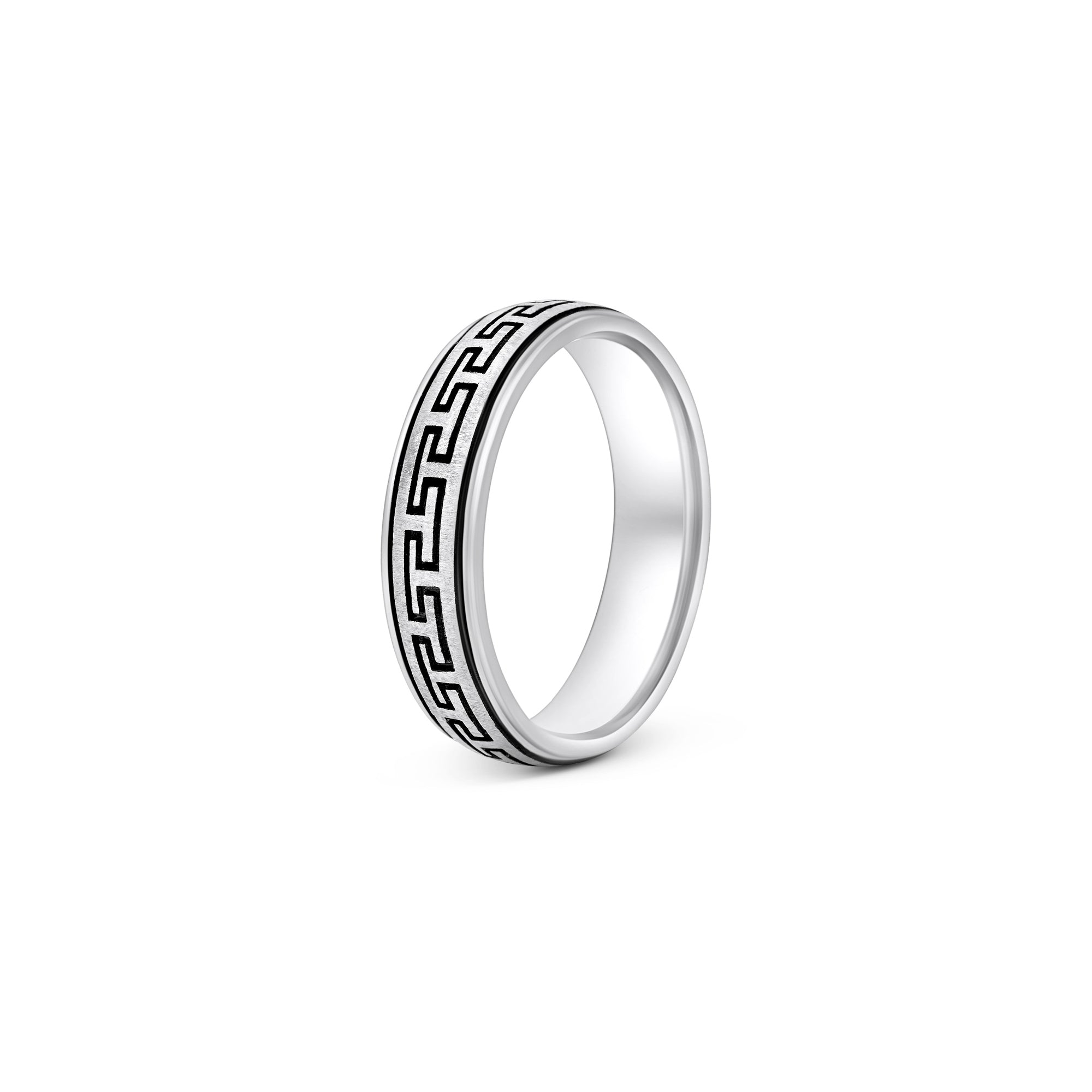 Greek Key Silver Band Ring