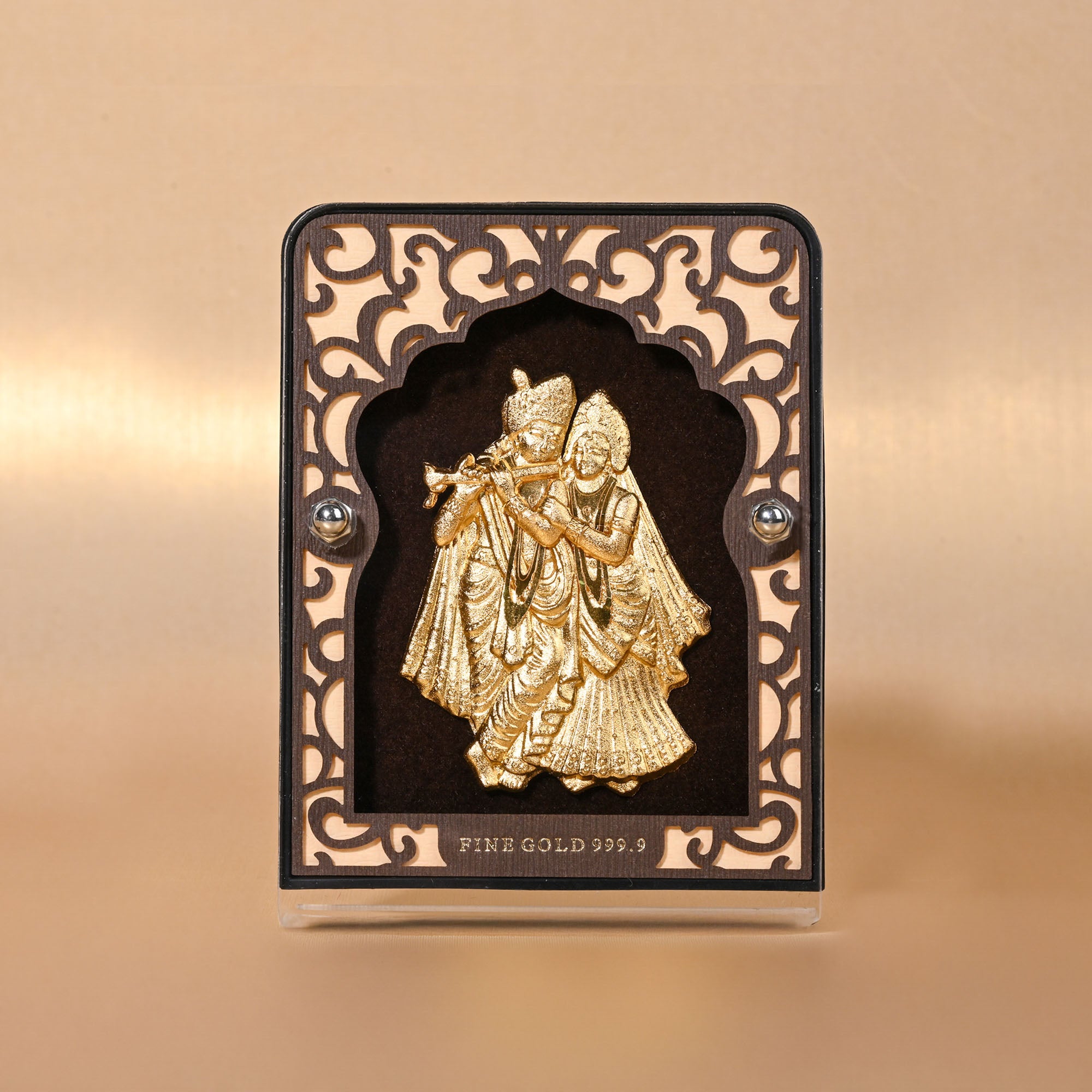 Gold Foil Radha Krishna Frame With Decorative Pen Gift Box
