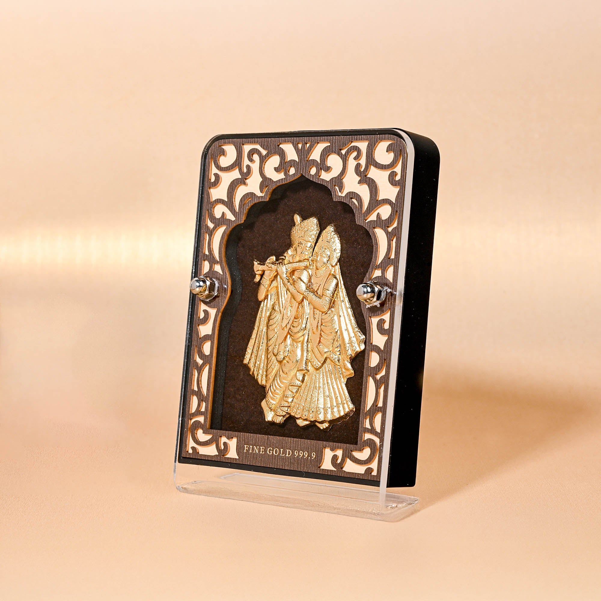 Gold Foil Radha Krishna Frame With Decorative Pen Gift Box