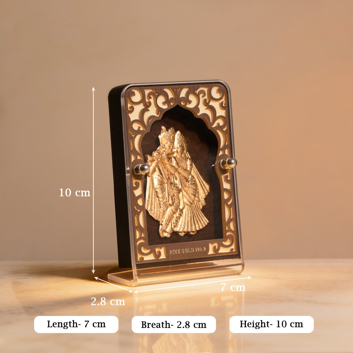 24K Gold Radha Krishna Frame With Decorative Pen Gift Box