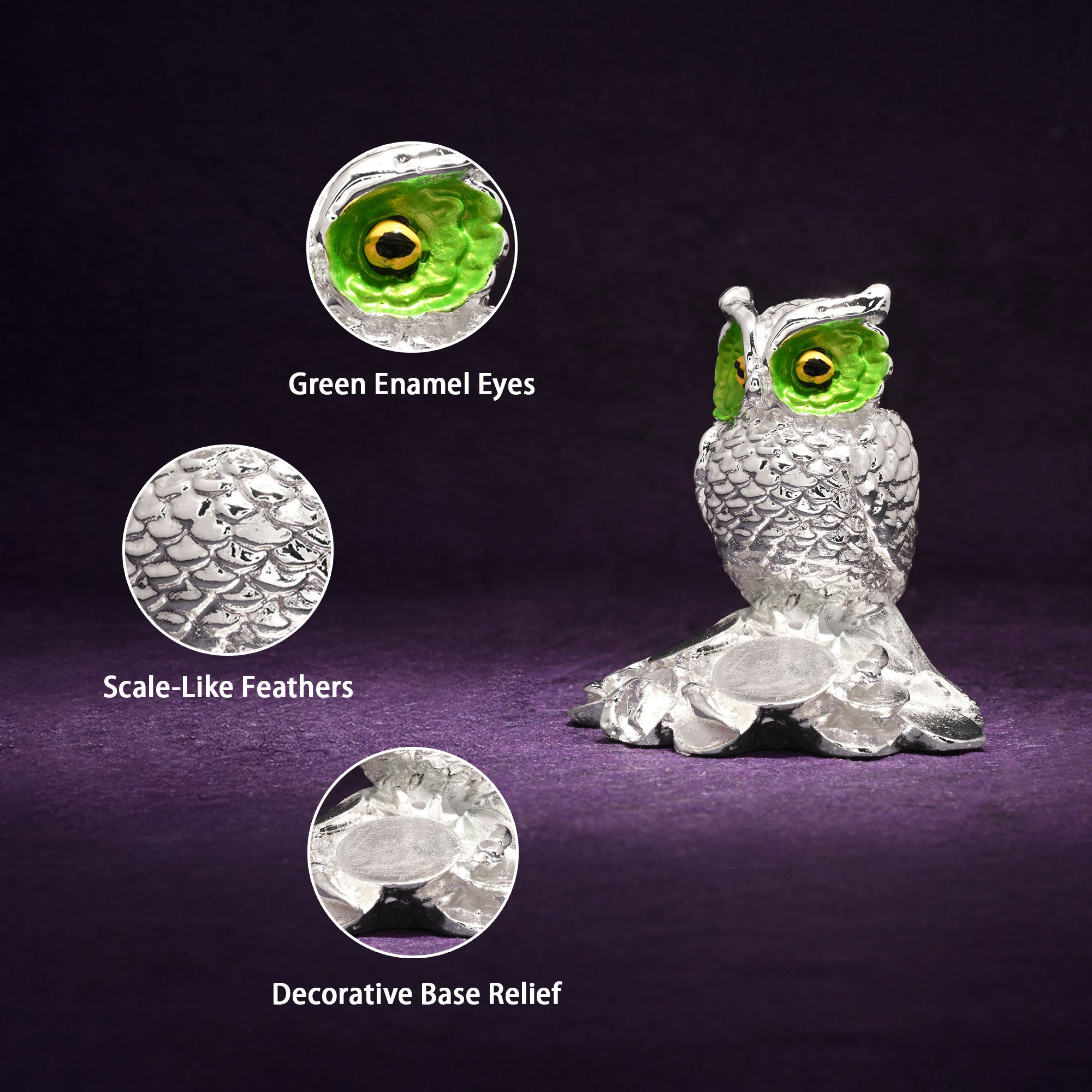999 Silver Plated Owl Showpiece