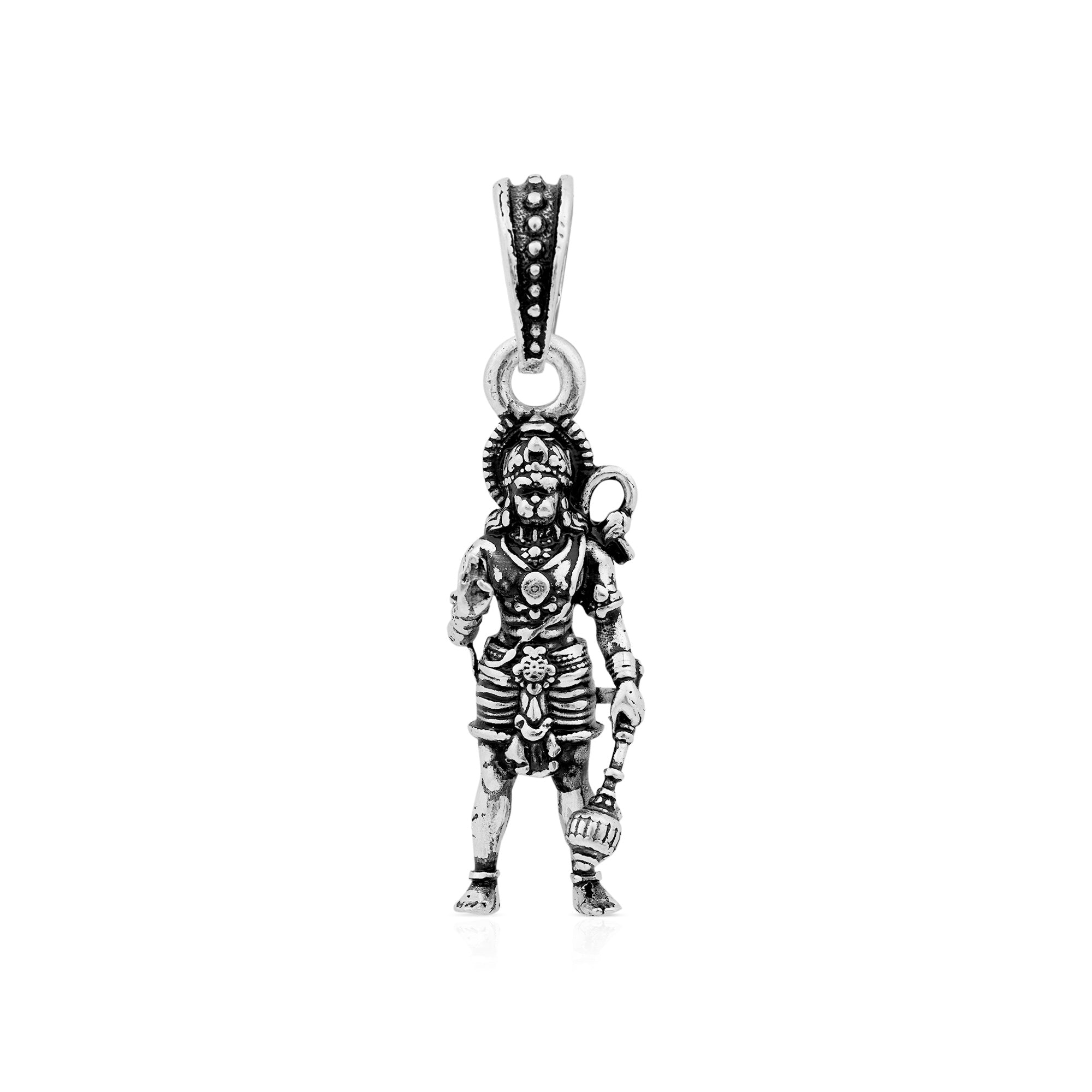 Lord Hanuman Gada Silver Pendant