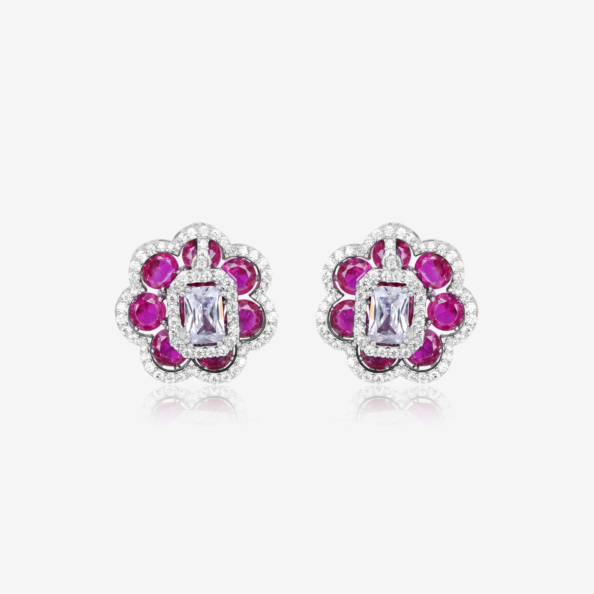 Majestic Blossom Silver Necklace Set