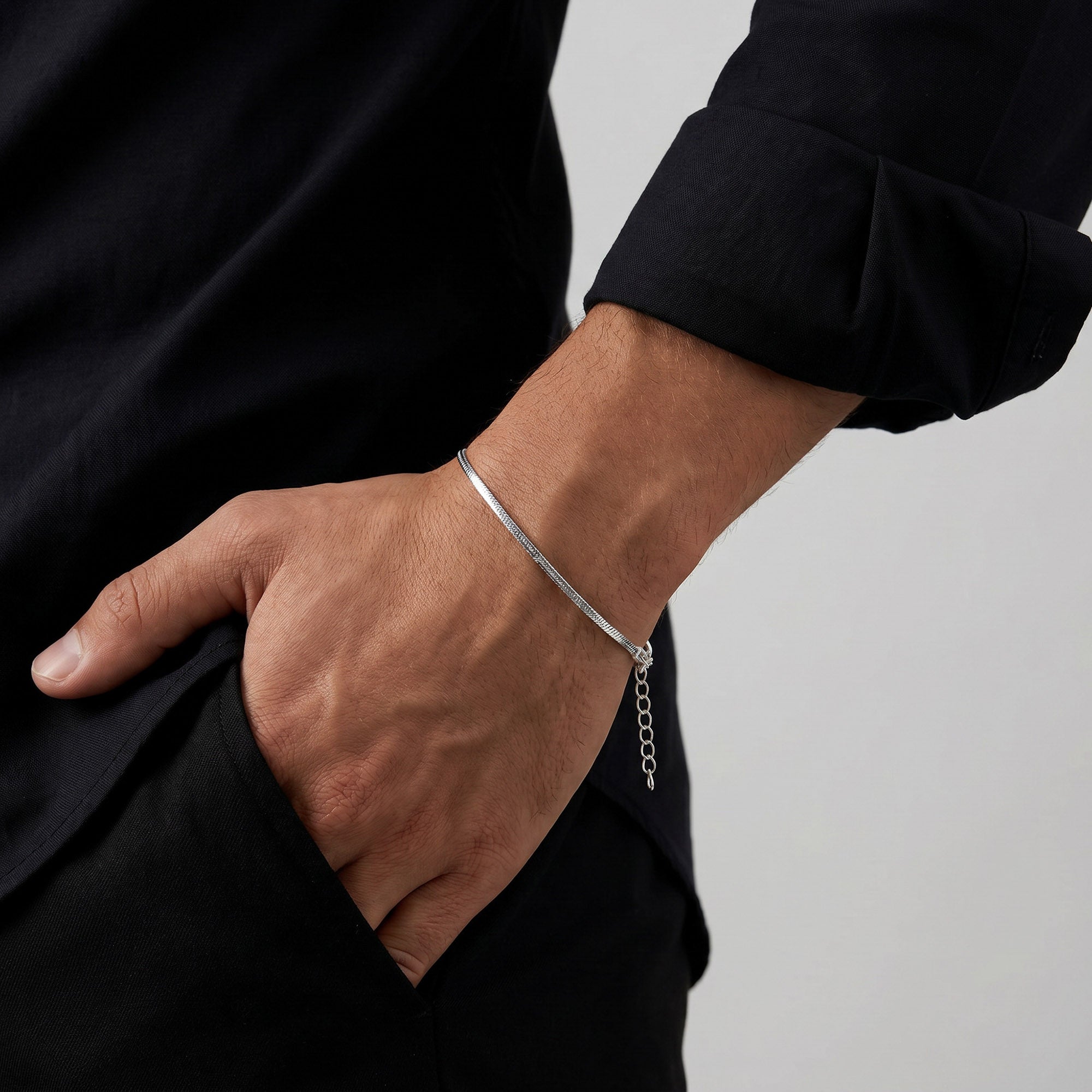 Sleek Flat Snake Men's Bracelet