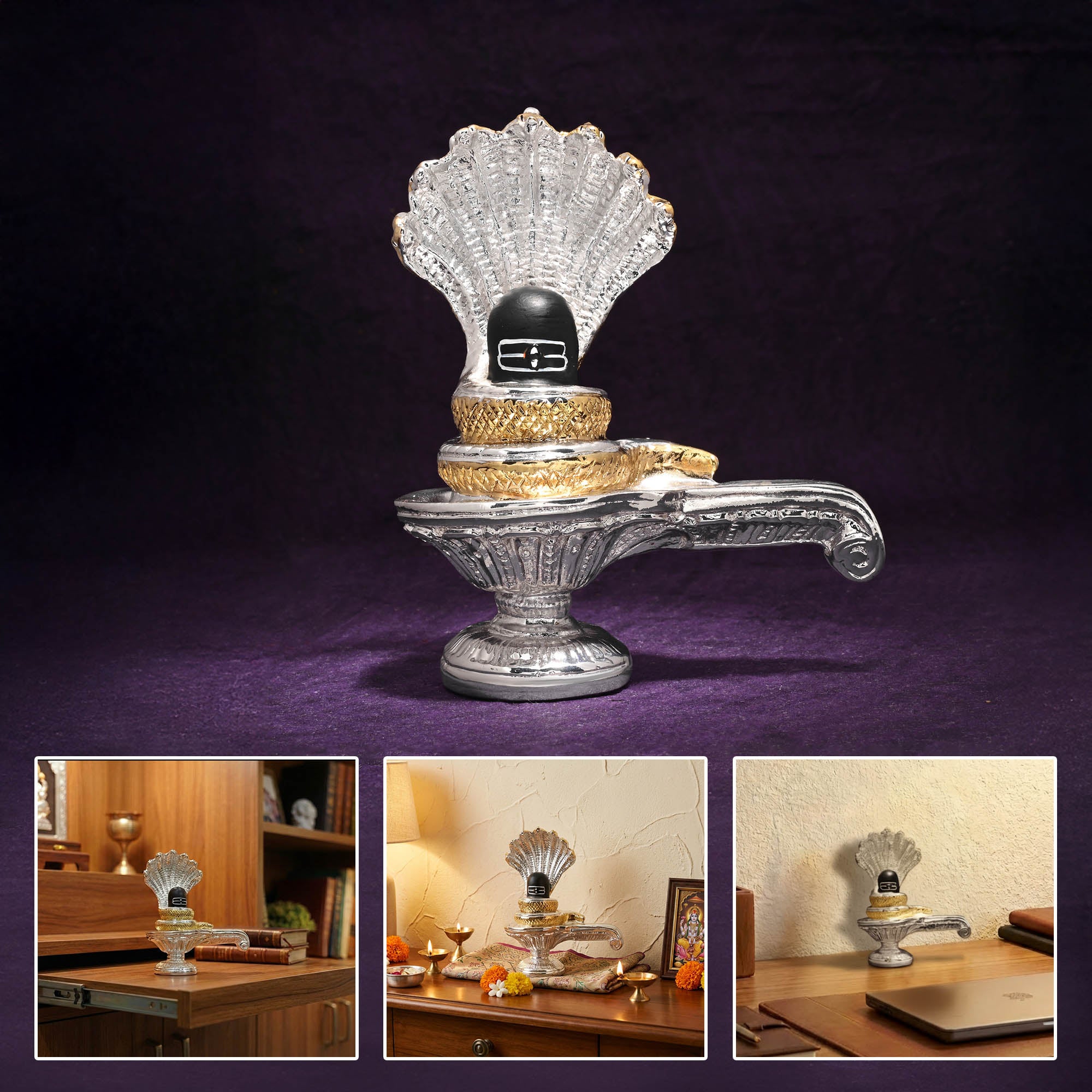 999 Silver Plated Shivling Idol