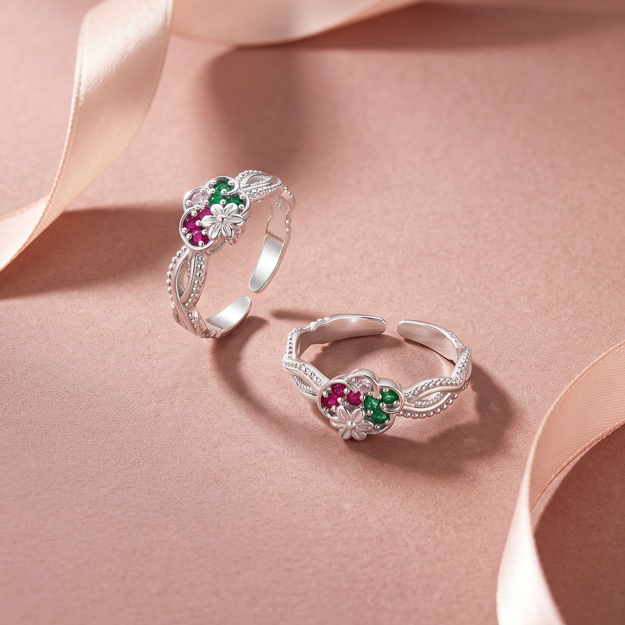 Multicolor Floral Toe Ring