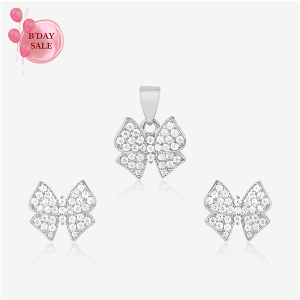 Dazzling Bow Delight Pendant Set - Touch925