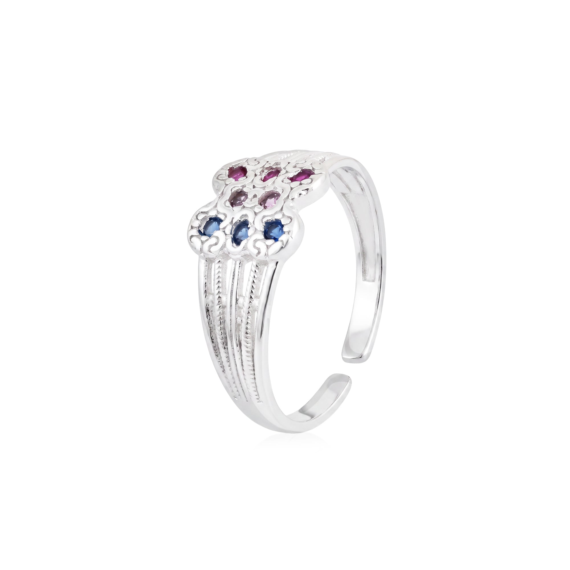 Geometric CZ Toe Ring