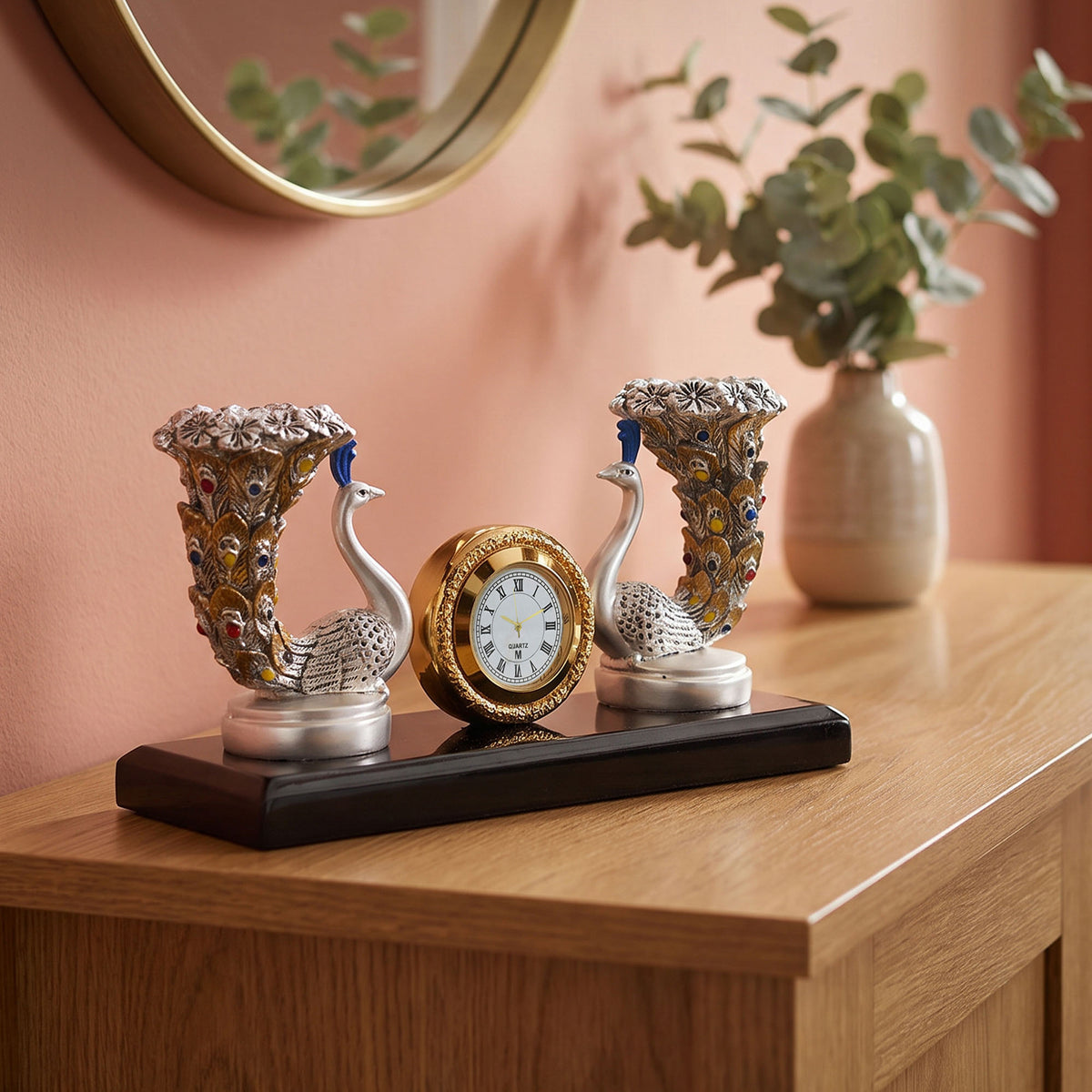 999 Silver Plated Peacock Candle Stand