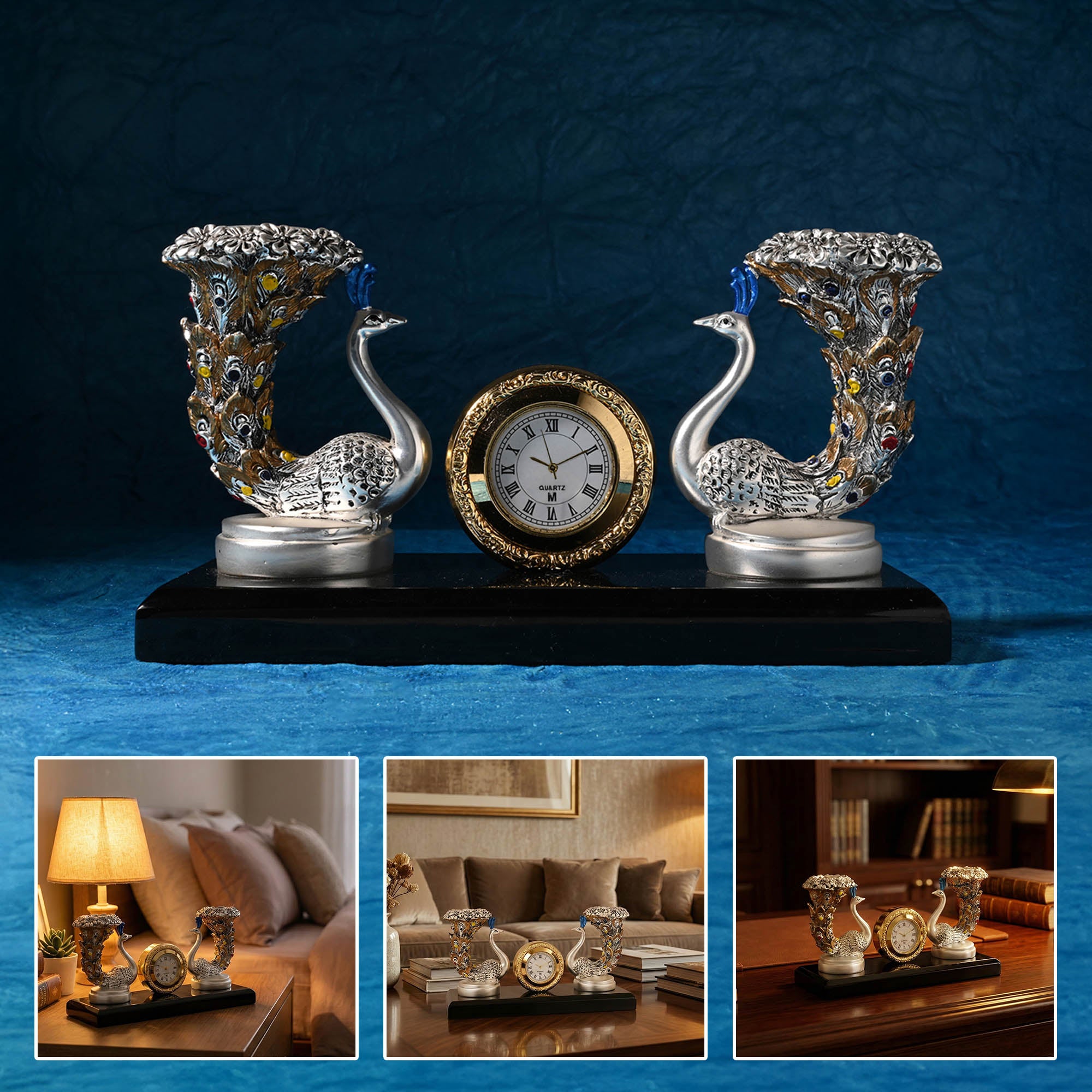 999 Silver Plated Peacock Candle Stand