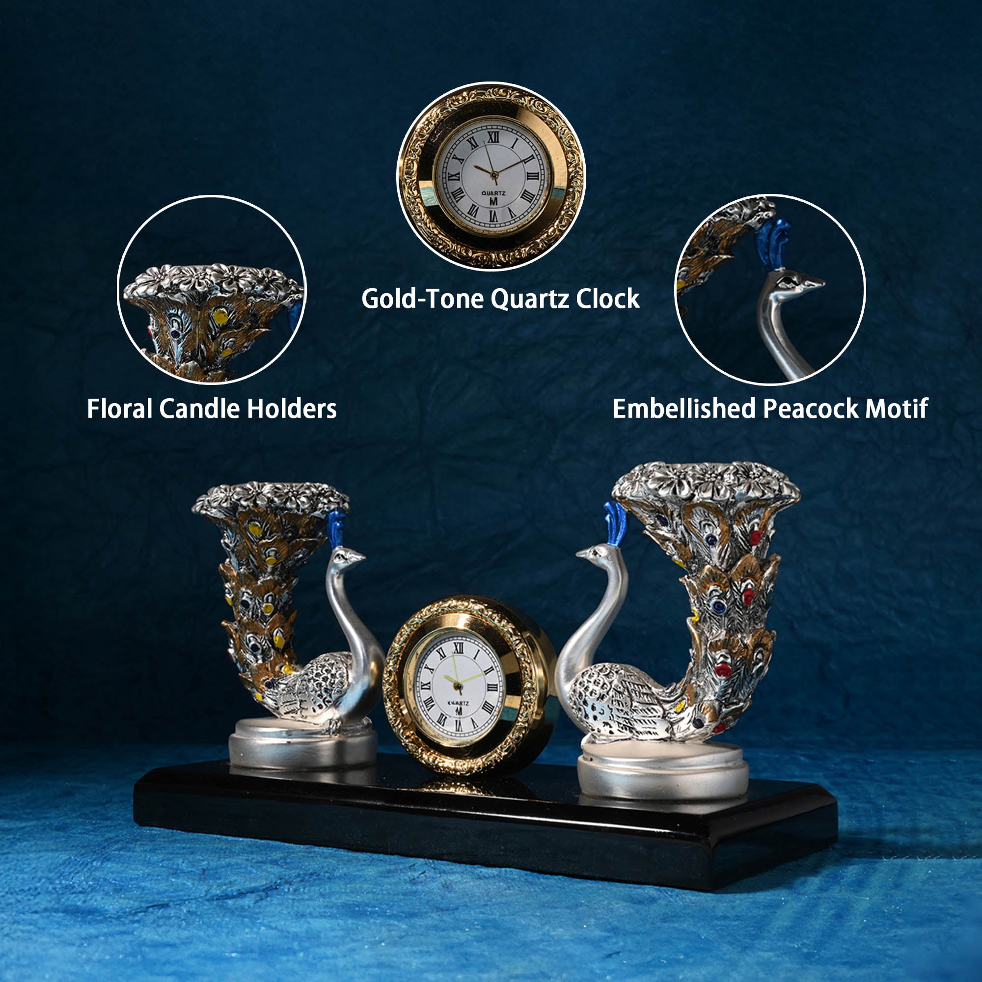 999 Silver Plated Peacock Candle Stand