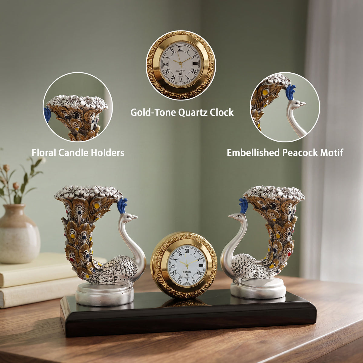 999 Silver Plated Peacock Candle Stand