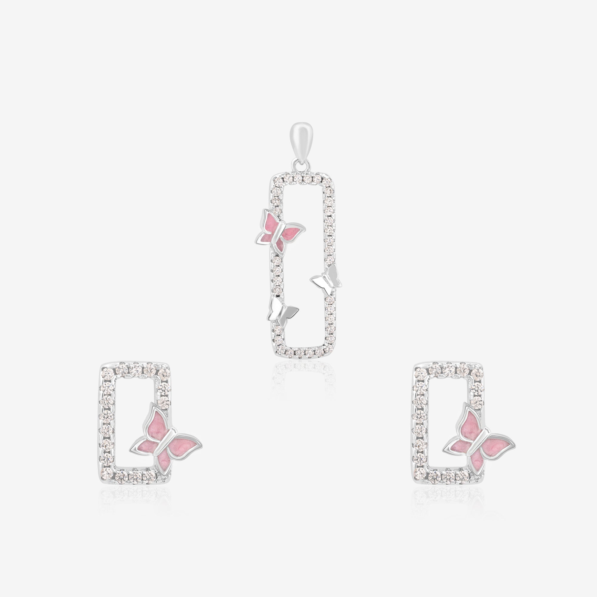 CZ Butterfly Pendant Set
