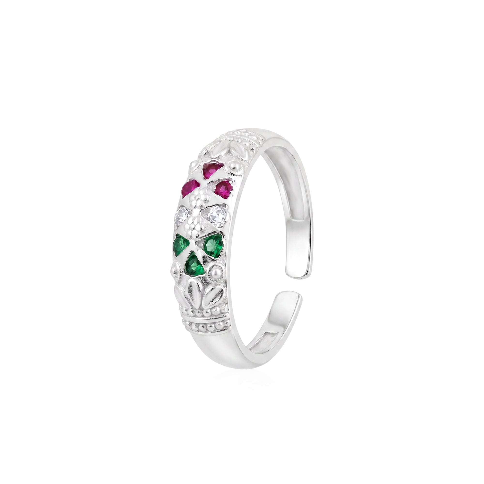 Tri-Color Floral Toe Ring