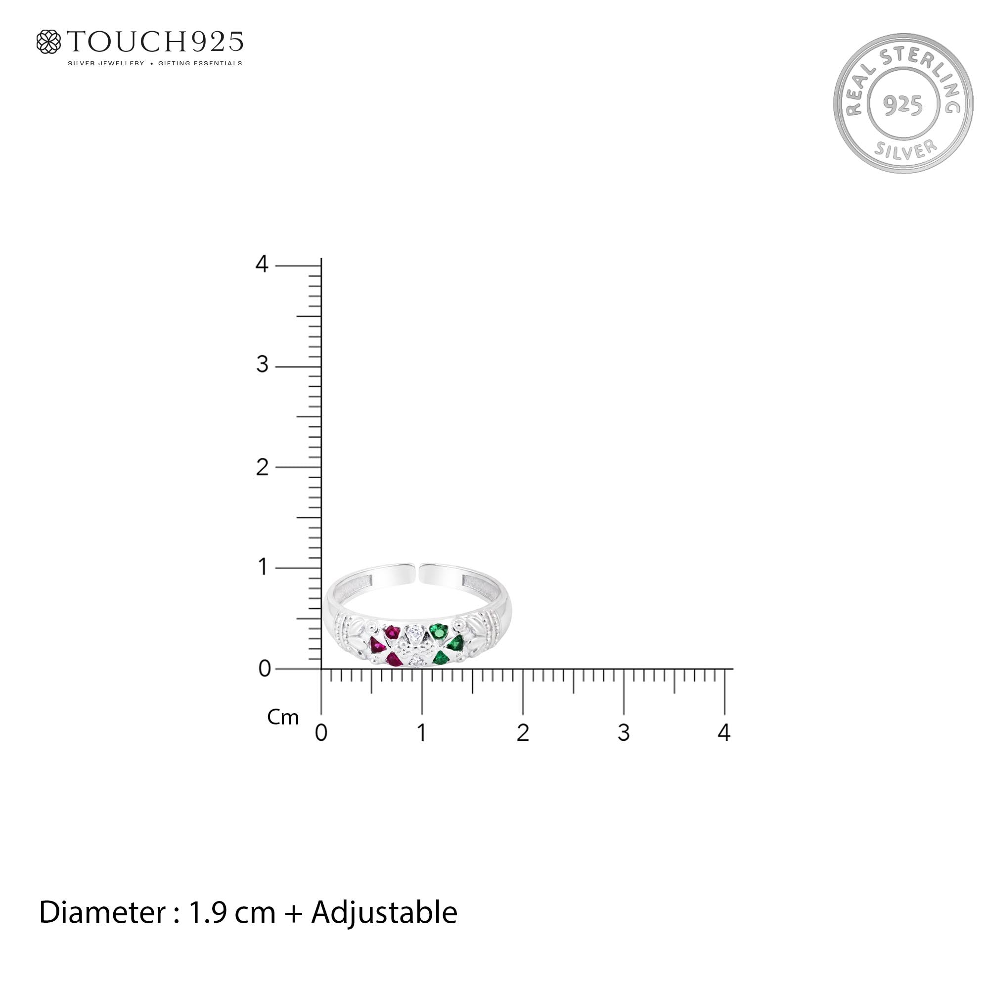 Tri-Color Floral Toe Ring