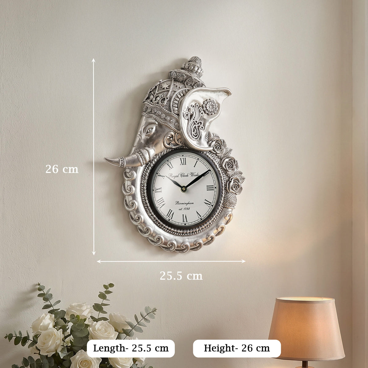 Divine Lord Ganesha 999 Silver Art Wall Clock