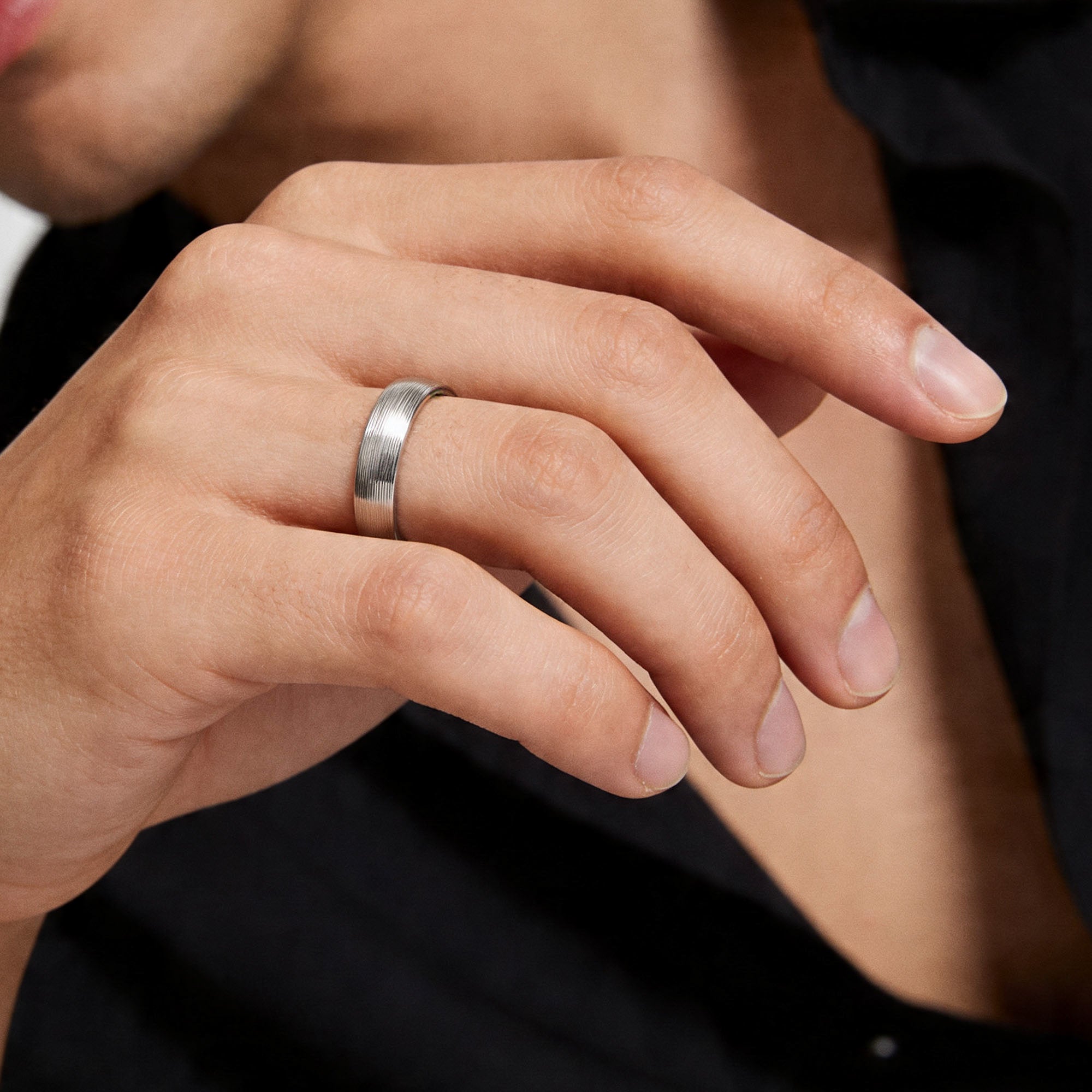 Linear Textured Band Ring