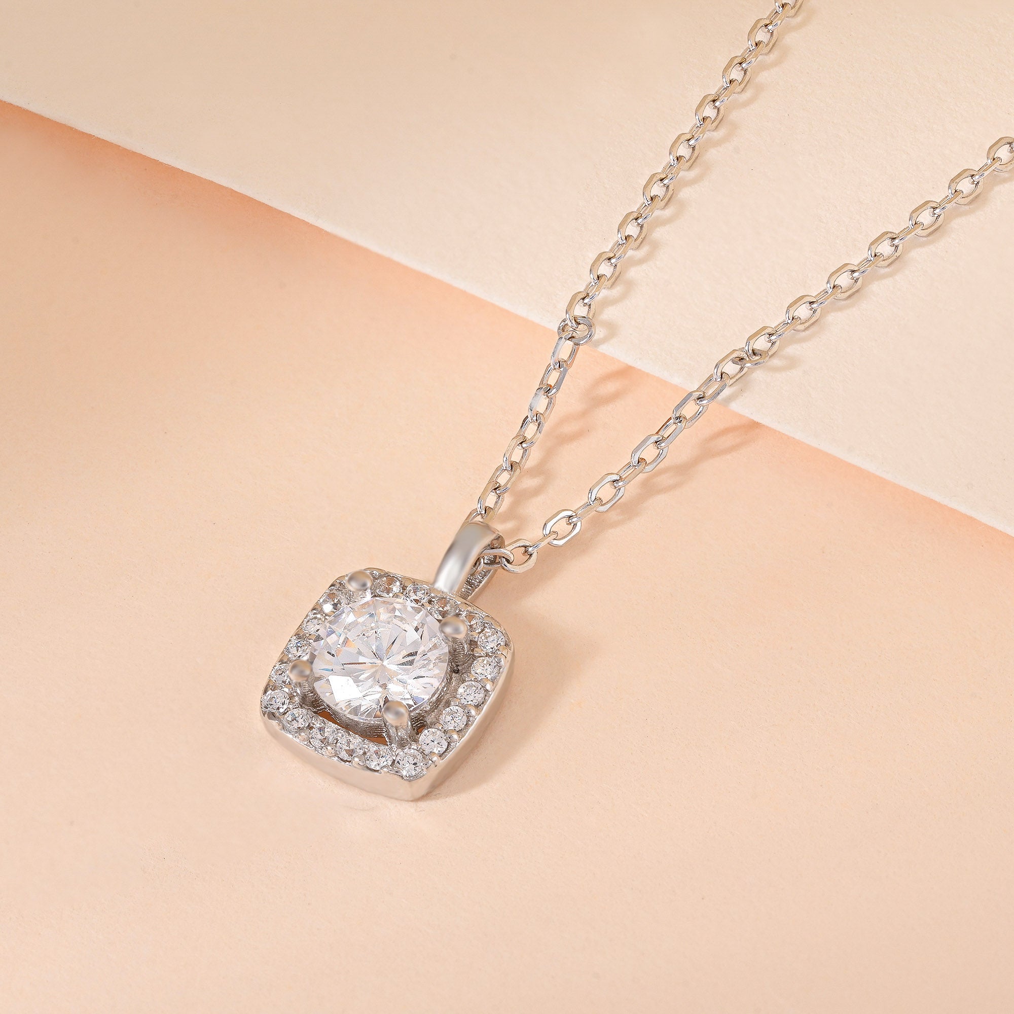 Halo-Set CZ Pendant Chain